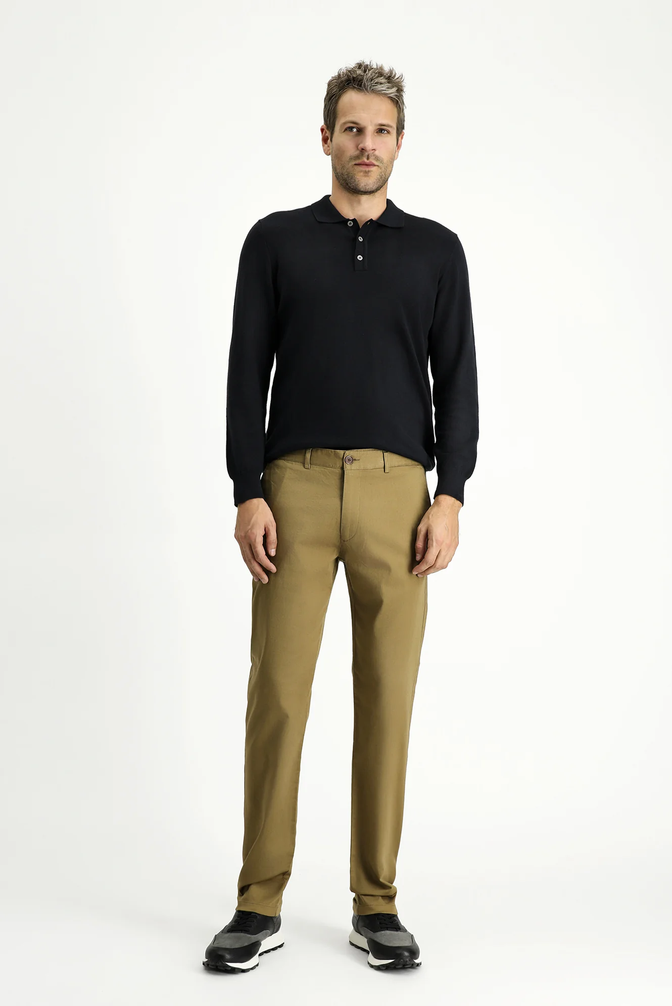 Koyu Bej Regular Fit Standart Kesim Likralı Kanvas / Chino Pantolon - Image 3