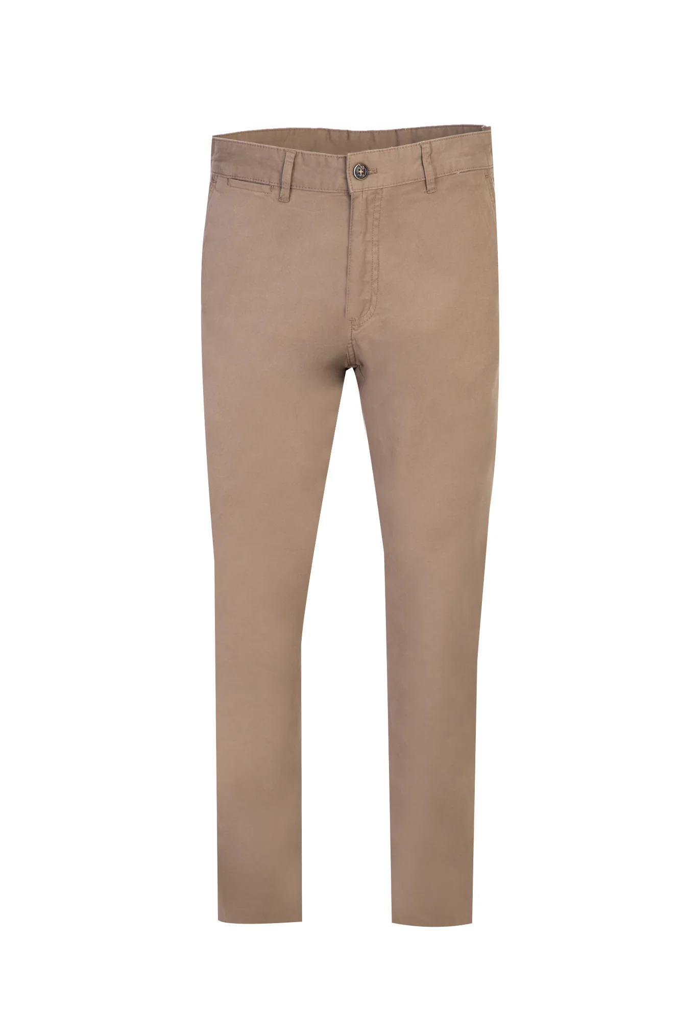 Koyu Bej Regular Fit Standart Kesim Likralı Kanvas / Chino Pantolon