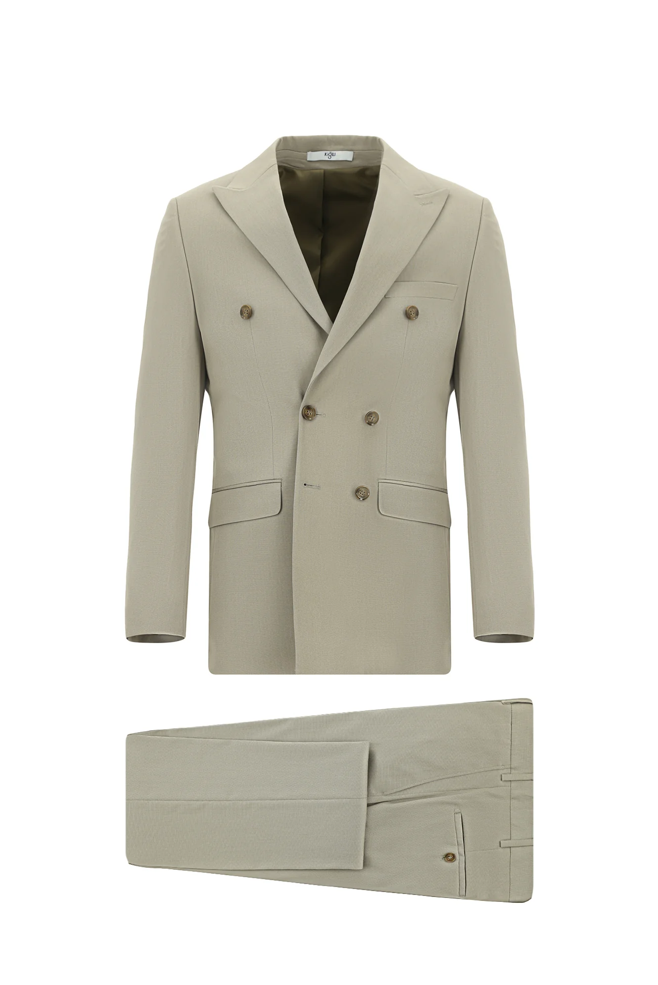 Koyu Bej 6 Drop Regular Fit Standart Kesim Pamuklu Lyocell Kruvaze Takım Elbise - Image 5