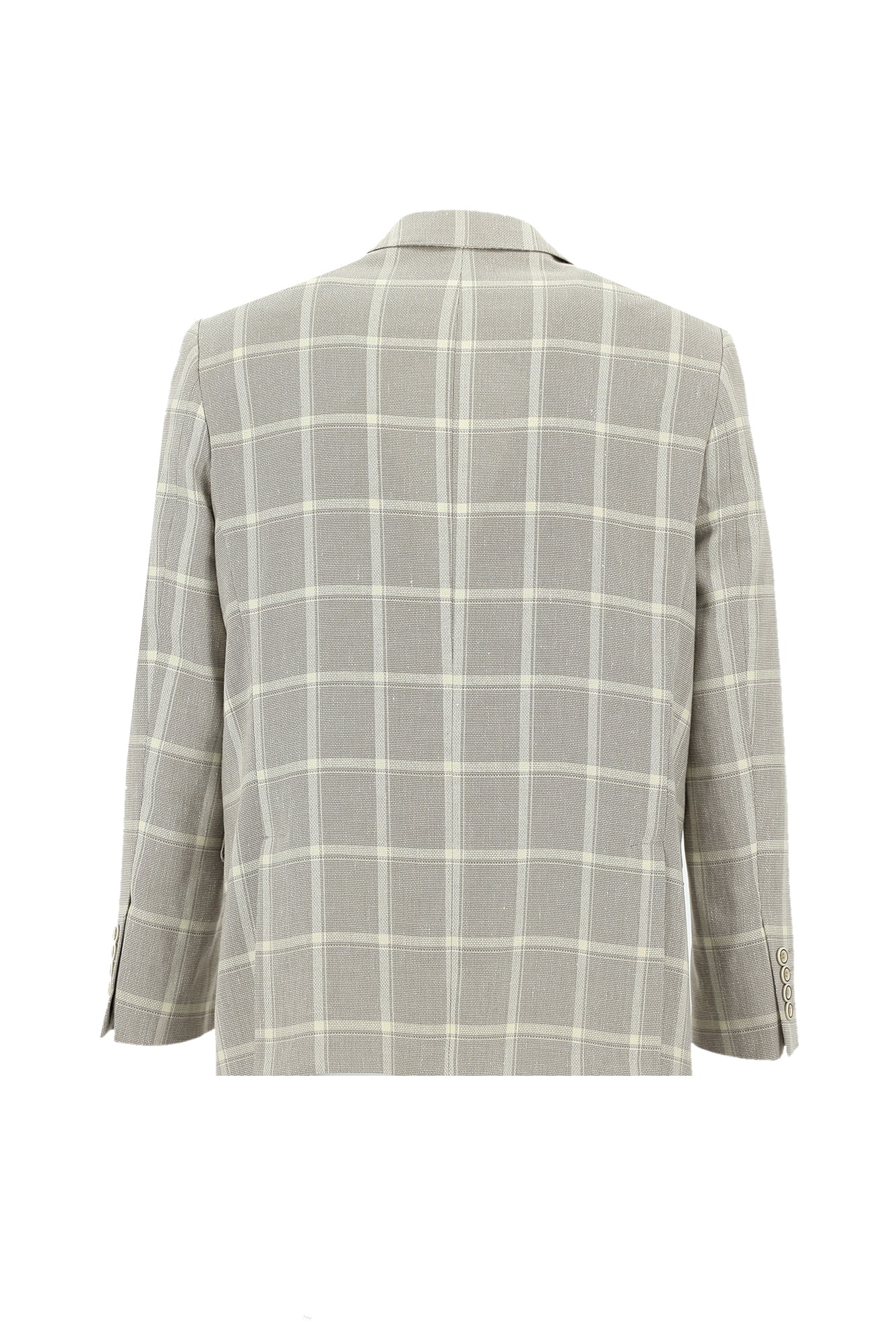 Koyu Bej 4 Drop Relaxed Fit Rahat Kesim Ekose Keten Ceket - Image 2