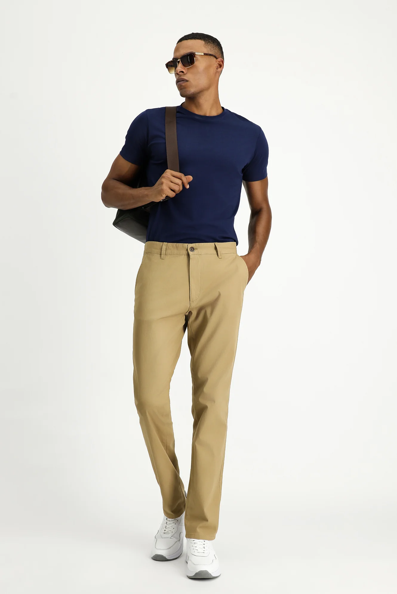 Koyu Bej Relaxed Fit Rahat Kesim Likralı Kanvas / Chino Pantolon - Image 2