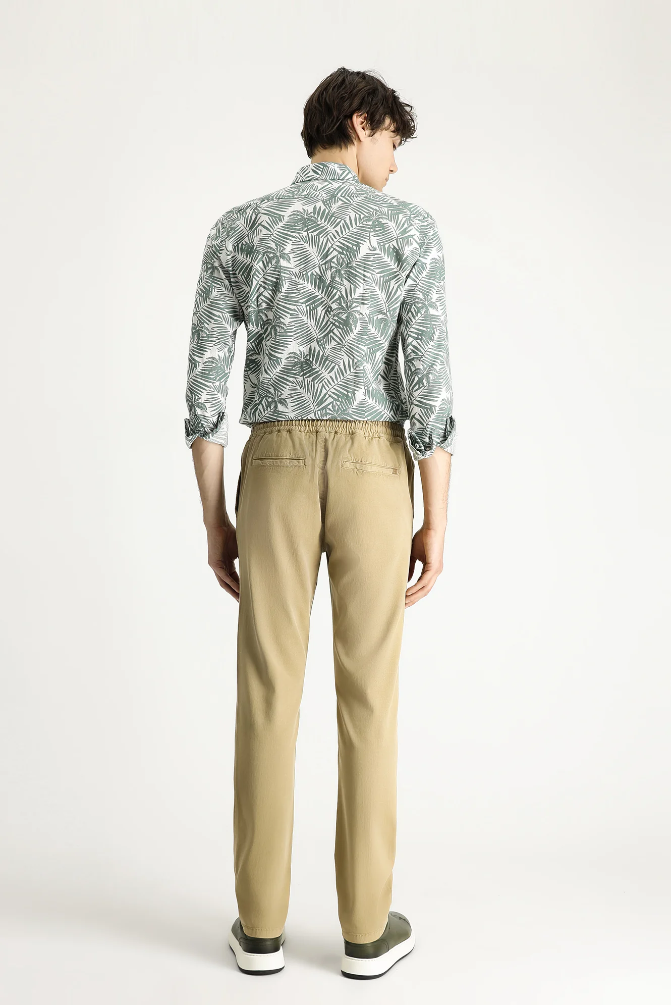 Koyu Bej Slim Fit Dar Kesim Beli Lastikli İpli Likralı Jogger Pantolon - Image 6