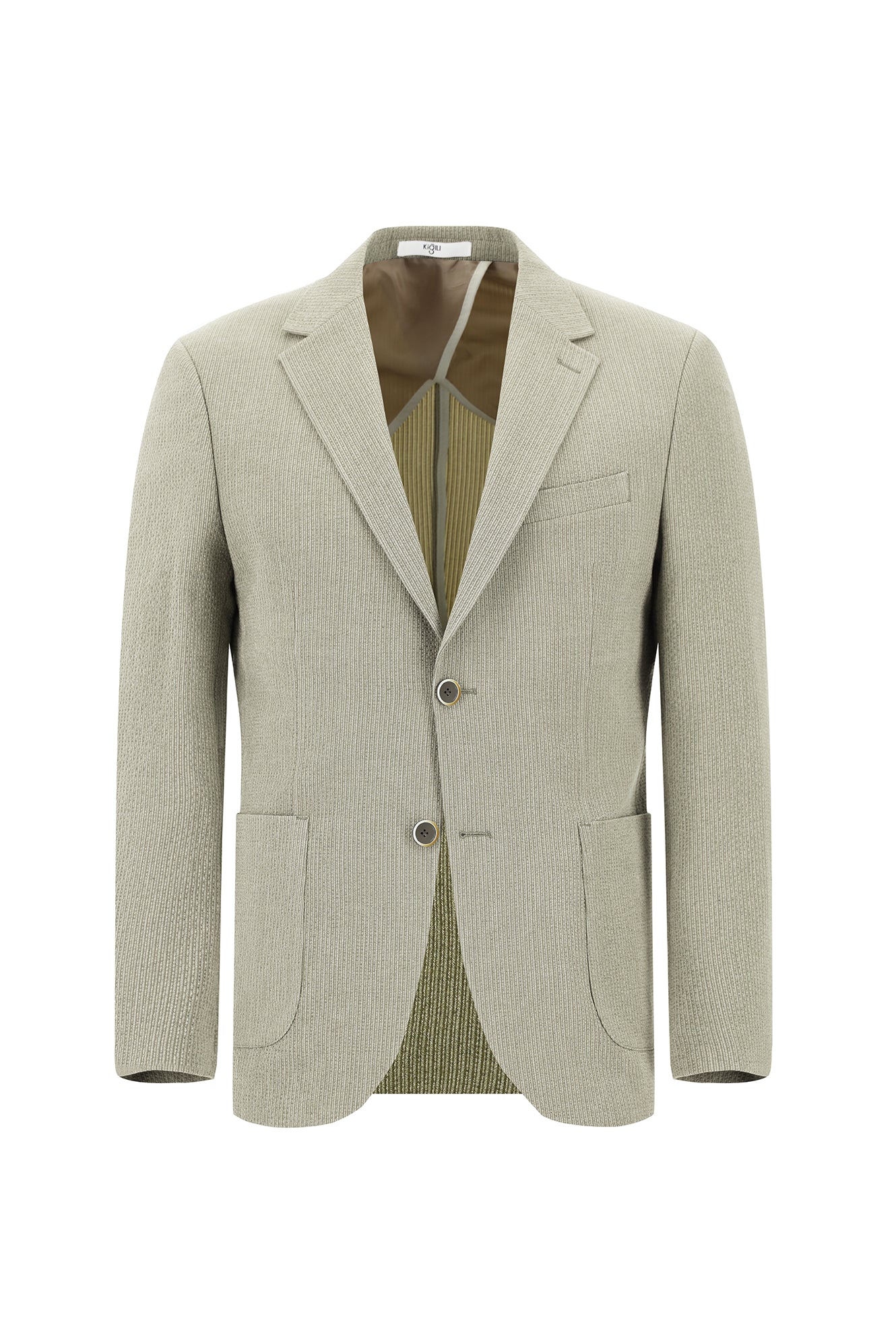 Koyu Bej 7 Drop Slim Fit Dar Kesim Çizgili Beli Lastikli İpli Takım Elbise - Image 2