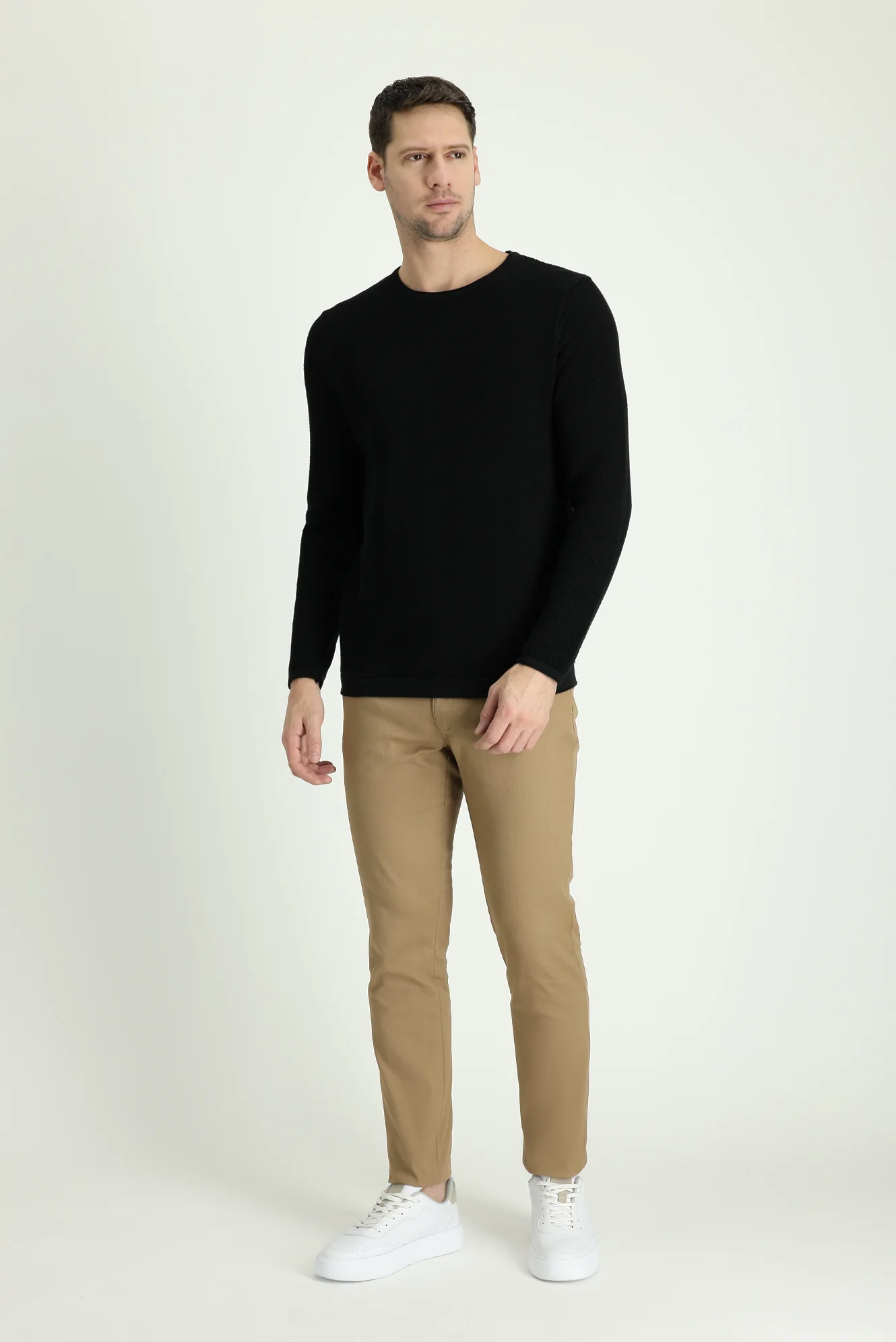 Koyu Bej Slim Fit Dar Kesim Likralı Kanvas / Chino Pantolon