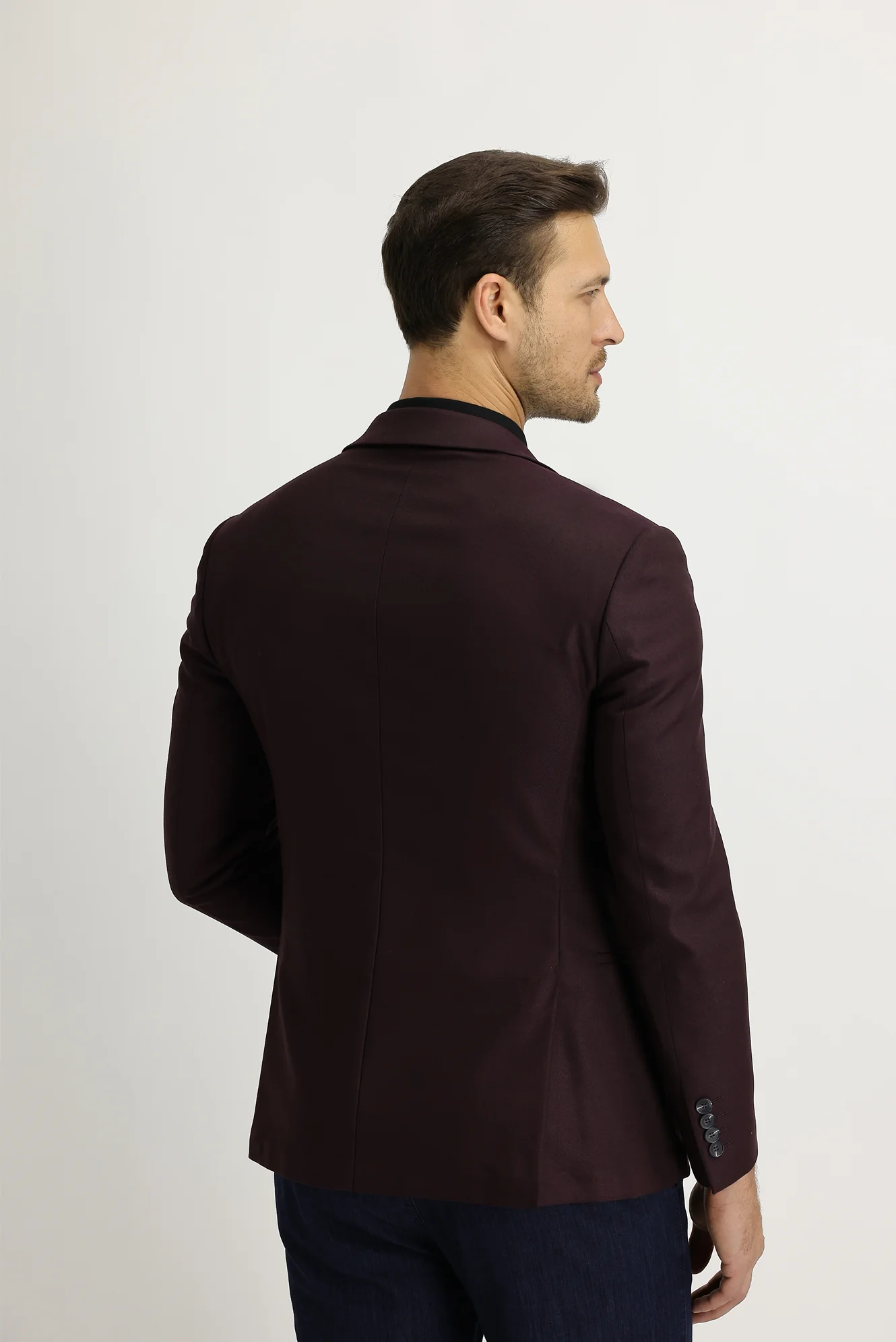 Koyu Bordo 7 Drop Super Slim Fit Eksra Dar Kesim Spor Ceket - Image 5
