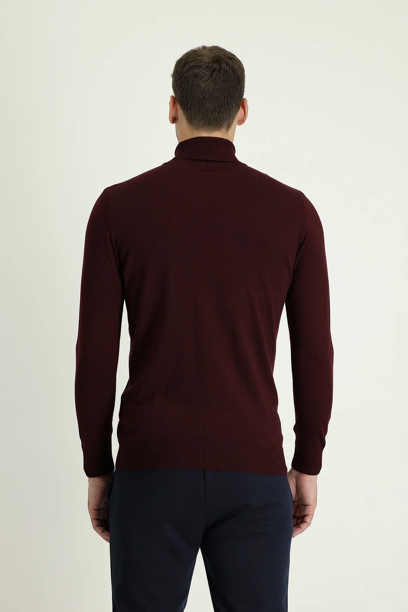 Koyu Bordo Balıkçı Yaka Regular Fit Triko Kazak - Image 3