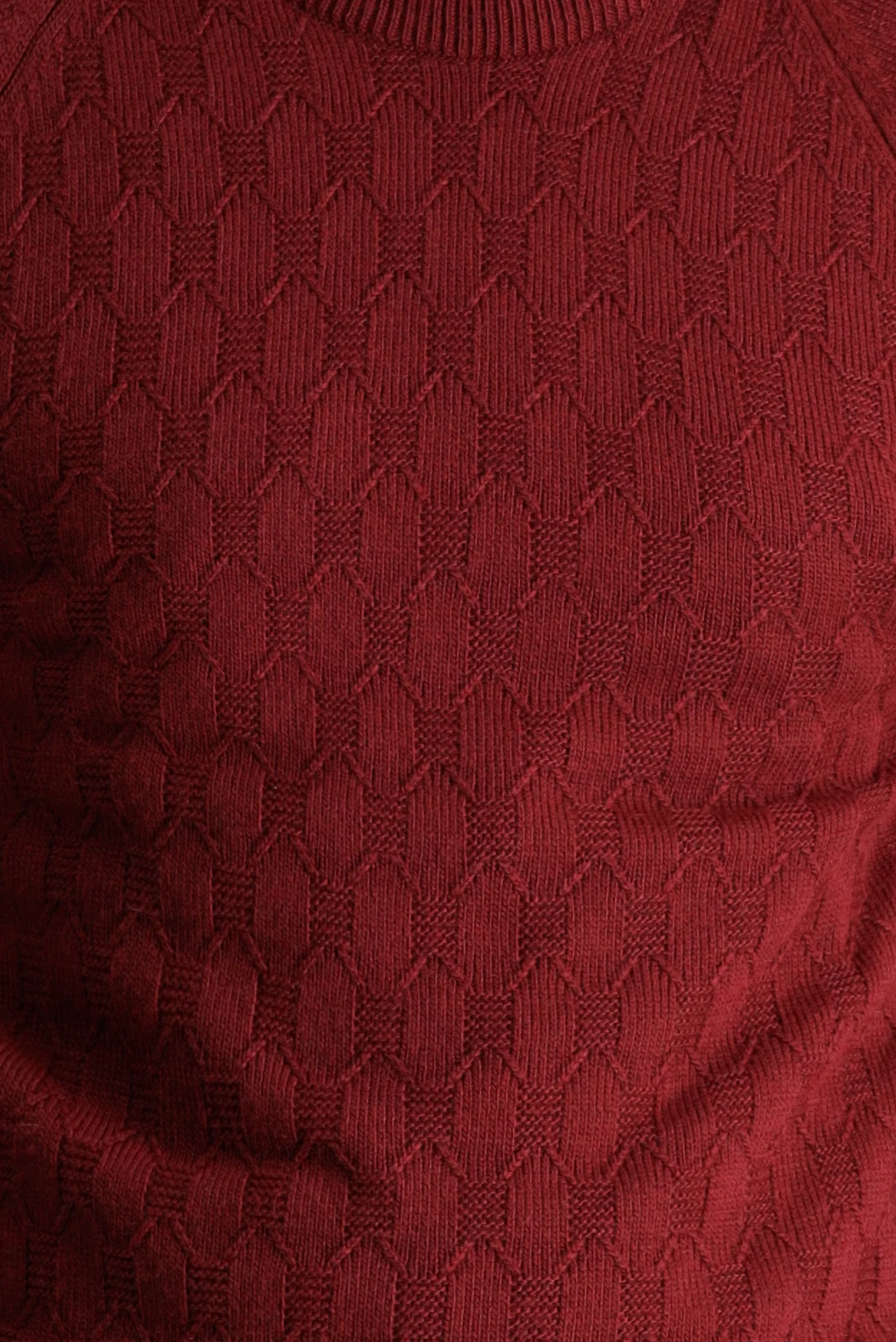 Koyu Bordo Bisiklet Yaka Regular Fit Desenli Triko Kazak - Image 4