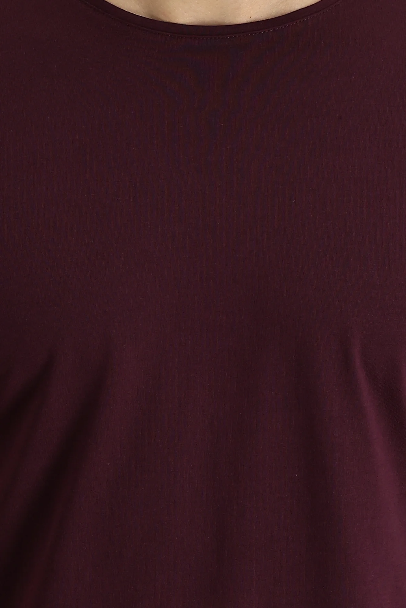 Koyu Bordo Bisiklet Yaka Regular Fit Süprem Pamuk Tişört - Image 4