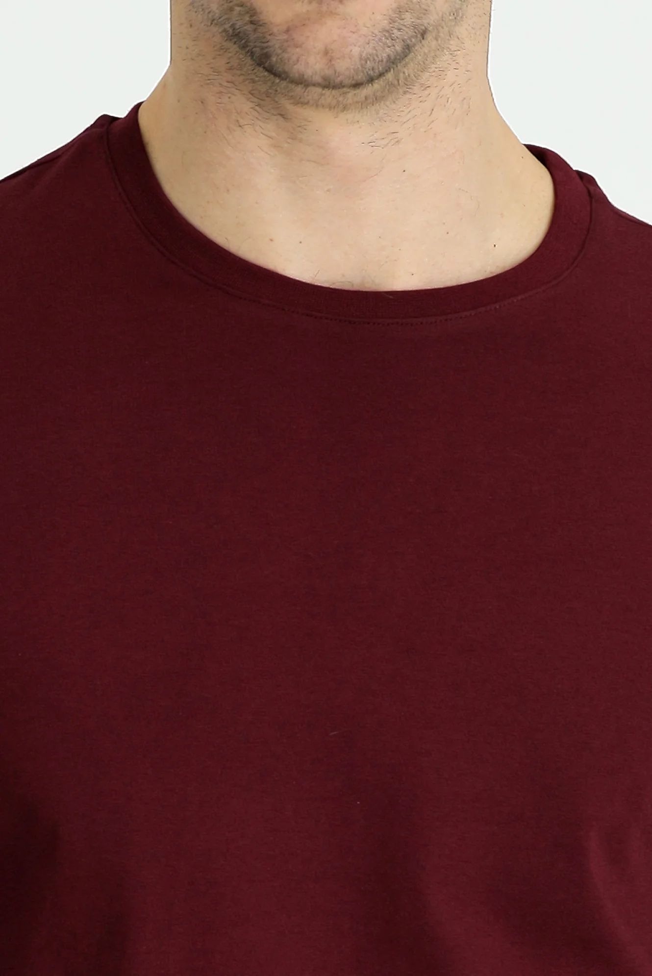 Koyu Bordo Bisiklet Yaka Regular Fit Süprem Pamuk Tişört - Image 3