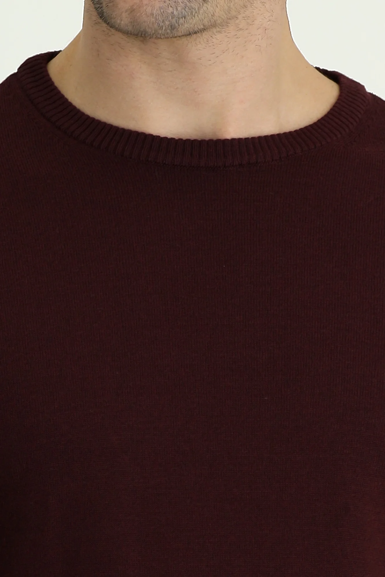 Koyu Bordo Bisiklet Yaka Regular Fit Triko Kazak - Image 4