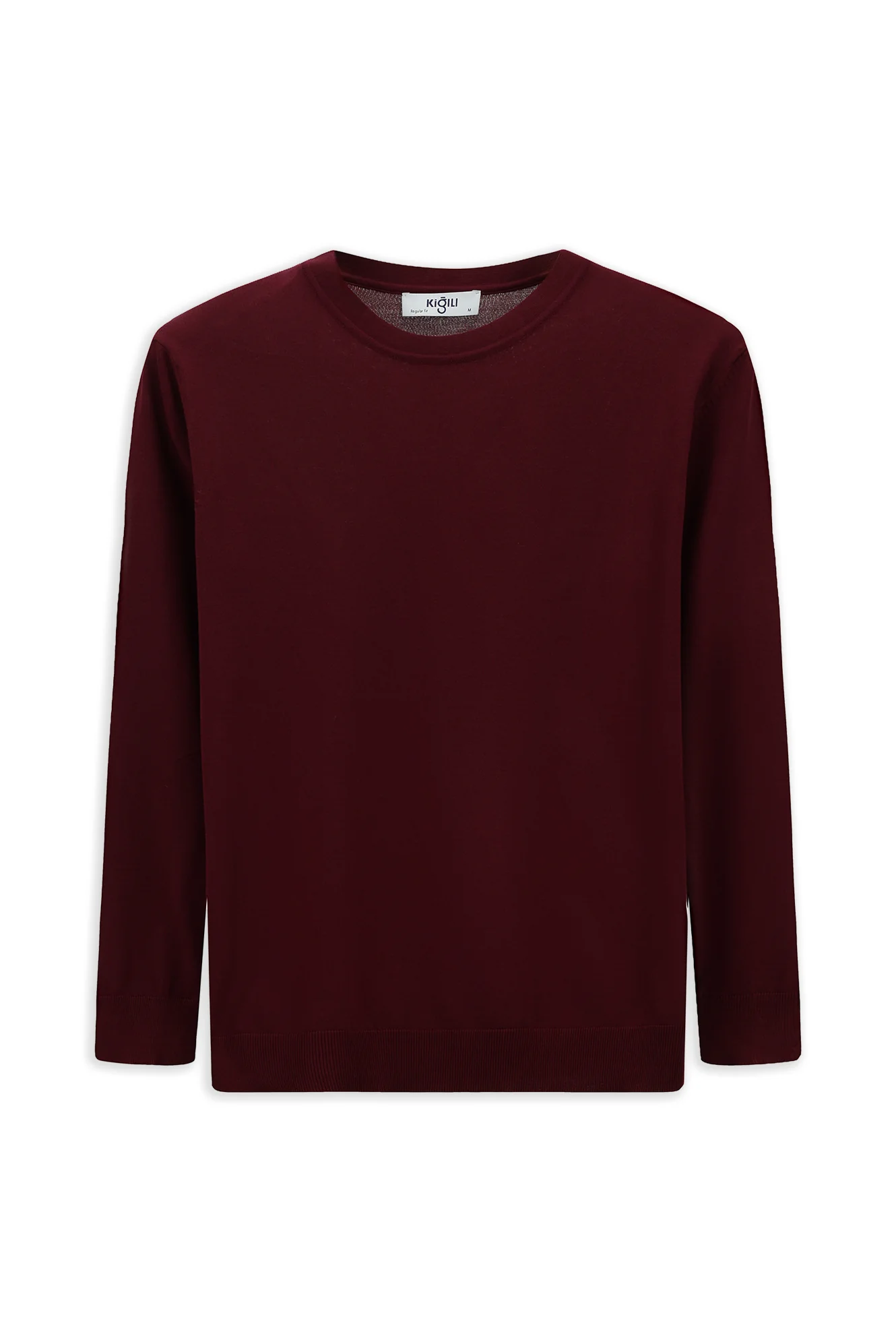 Koyu Bordo Bisiklet Yaka Regular Fit Triko Kazak - Image 8