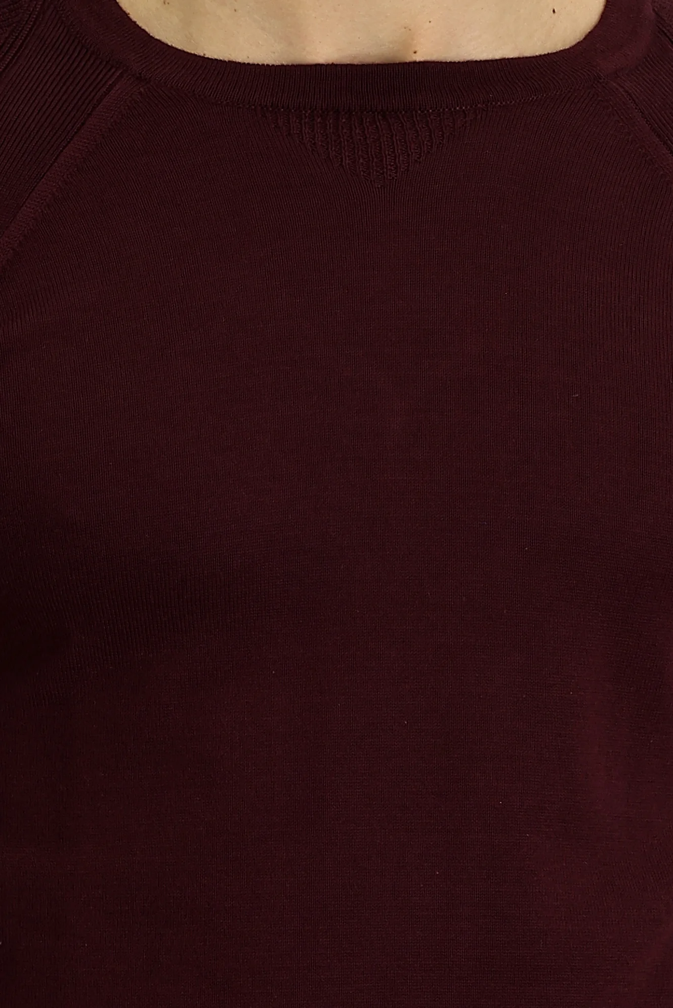 Koyu Bordo Bisiklet Yaka Slim Fit Desenli Pamuklu Triko Kazak - Image 3