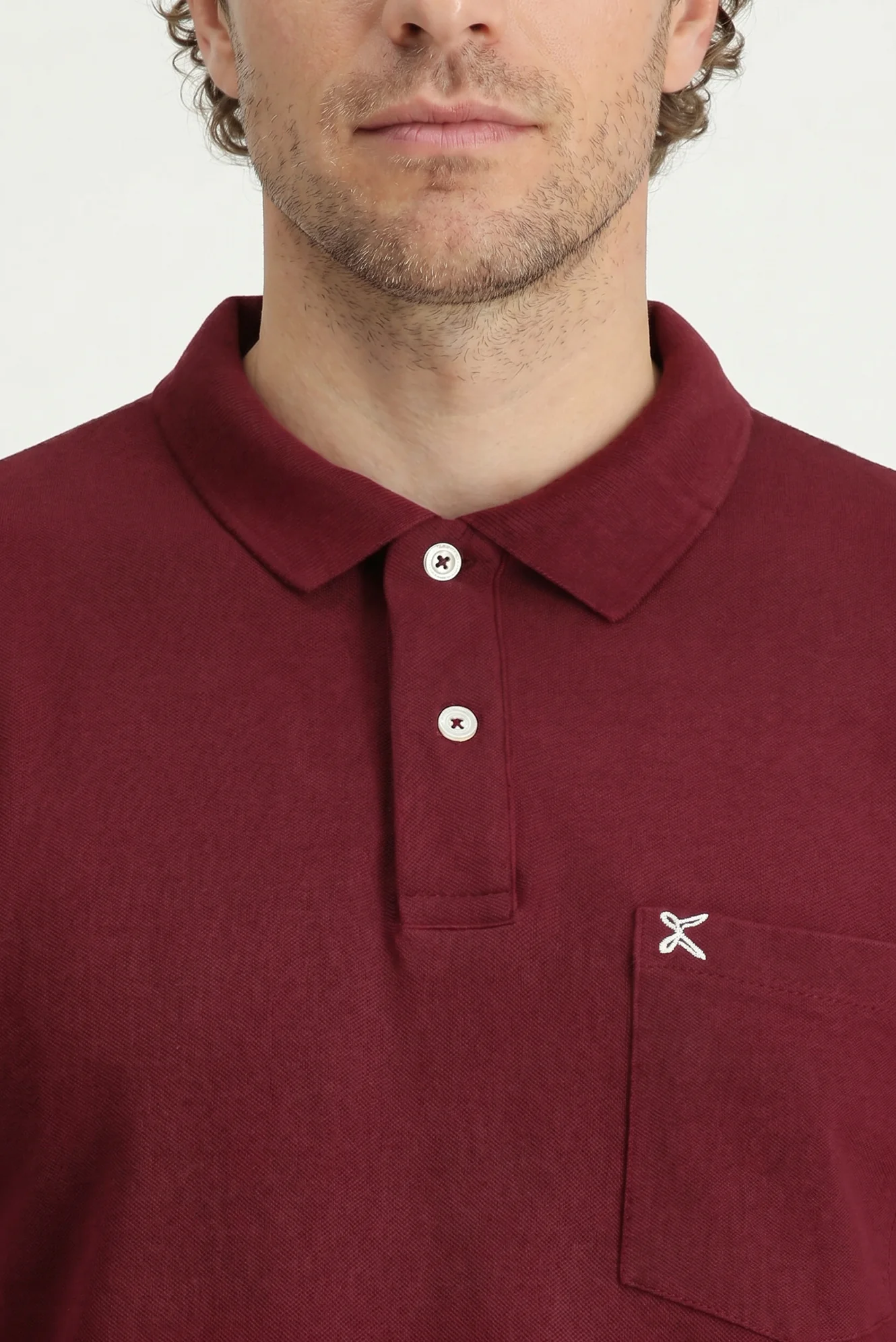 Koyu Bordo Polo Yaka Regular Fit Cepli Nakışlı %100 Pamuk Tişört - Image 3