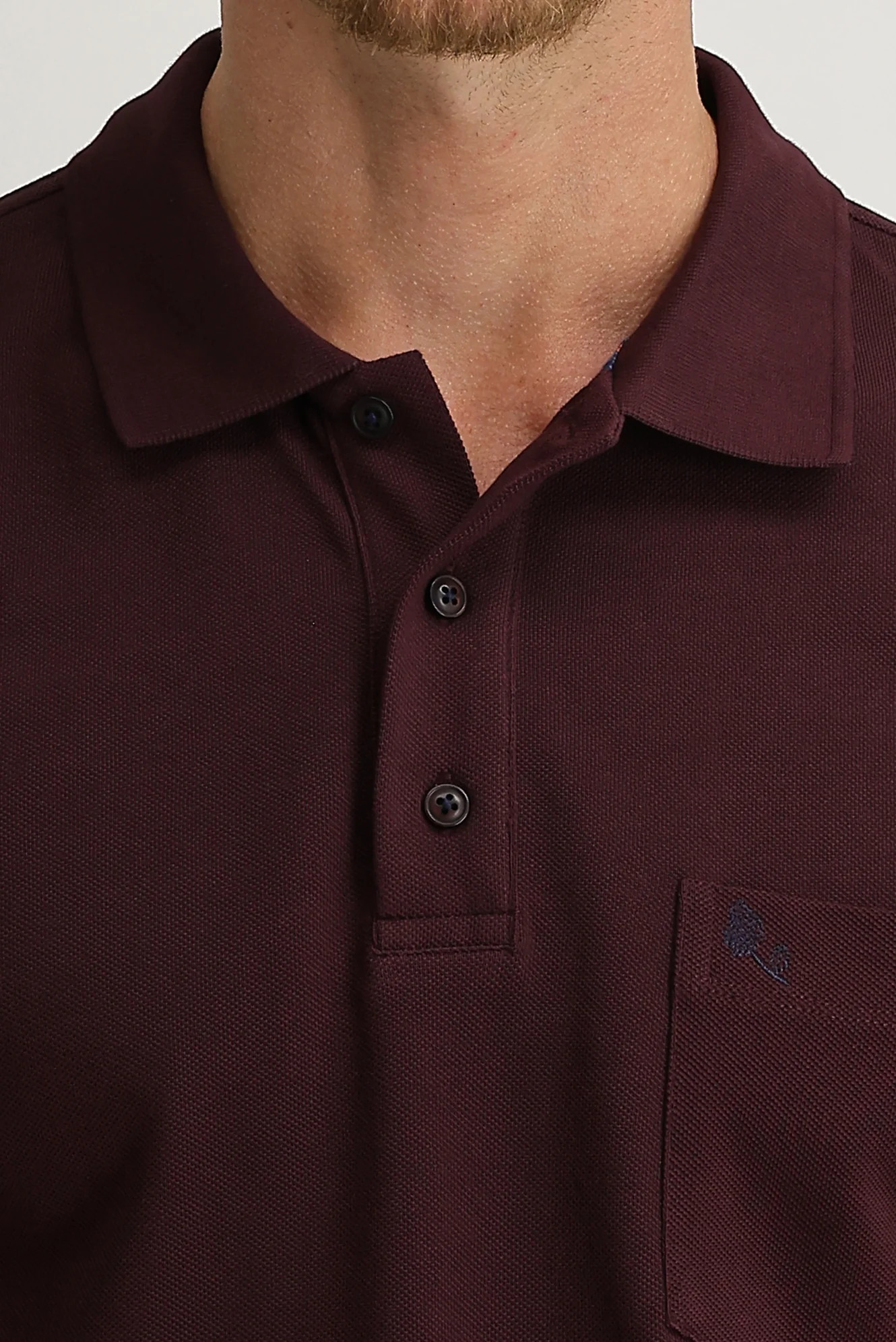Koyu Bordo Cepli Polo Yaka Regular Fit Pamuk Tişört - Image 3