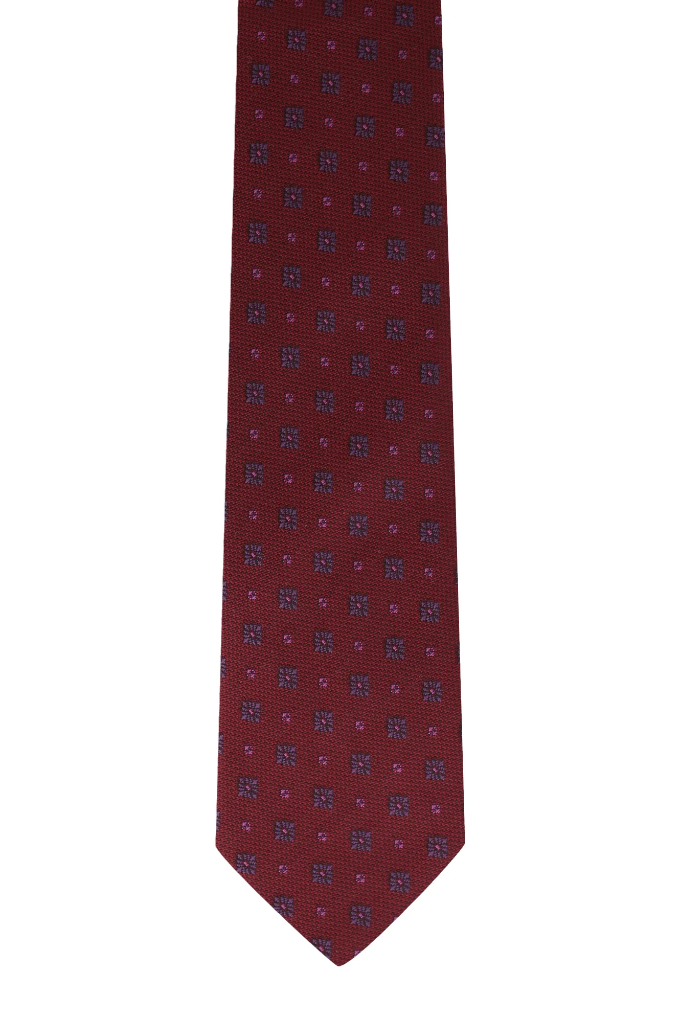 Koyu Bordo Çiçek Desenli Kravat - Image 2