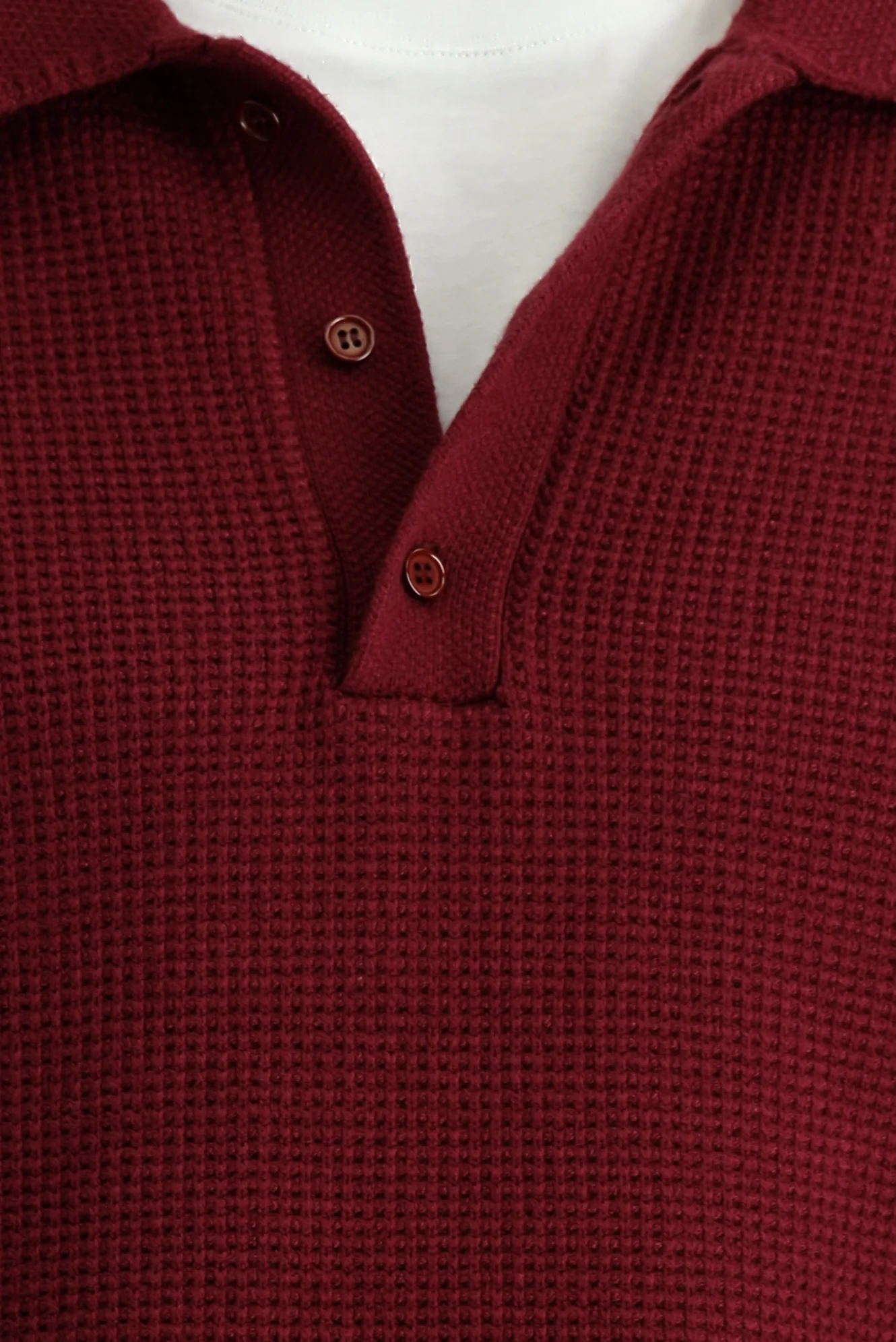 Koyu Bordo Polo Yaka Oversize Ekstra Rahat Kesim Desenli Triko Kazak - Image 6