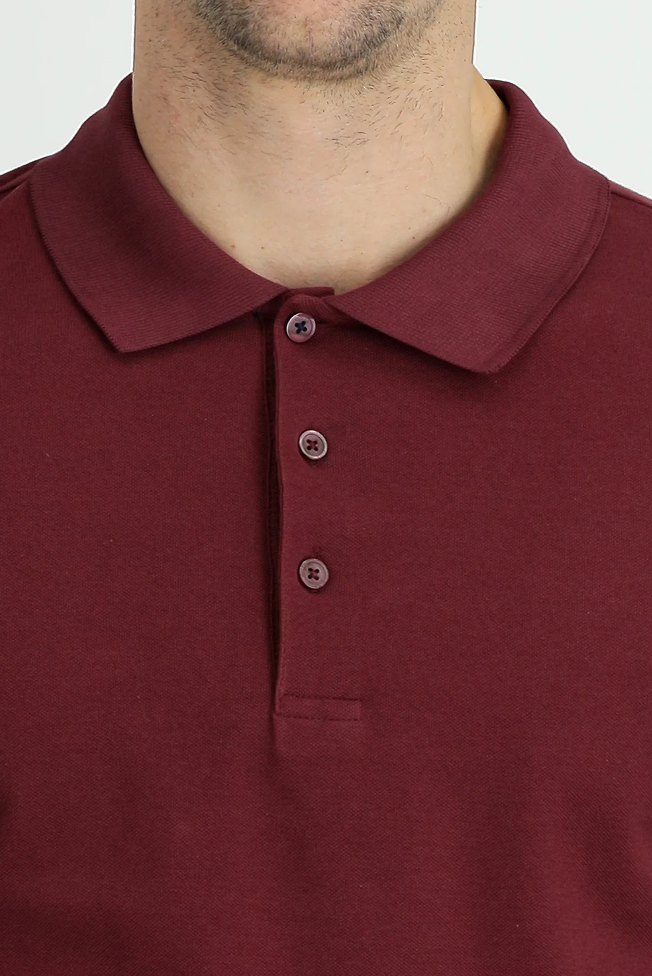Koyu Bordo Polo Yaka Regular Fit Nakışlı Pamuk Tişört - Image 4