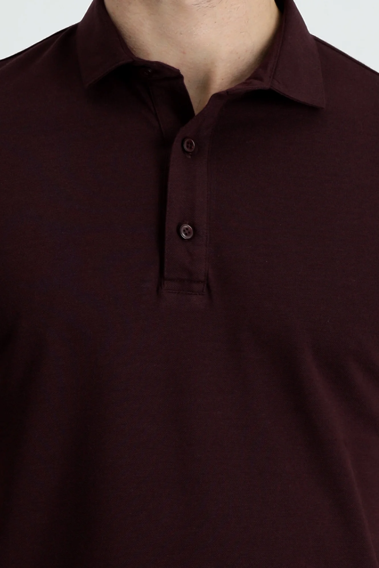 Koyu Bordo Polo Yaka Regular Fit Pamuk Tişört - Image 3