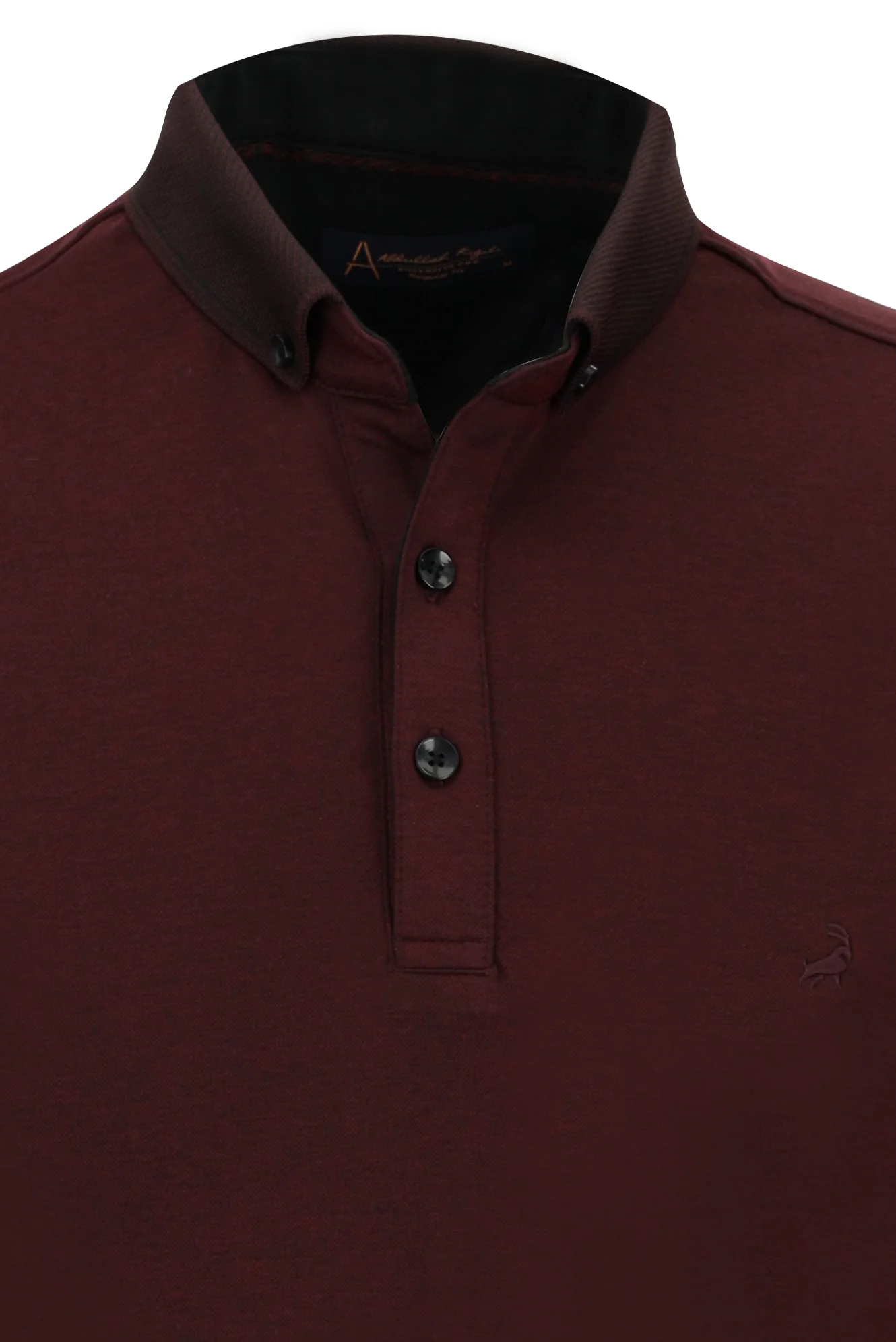Koyu Bordo Polo Yaka Regular Fit Tişört - Image 3