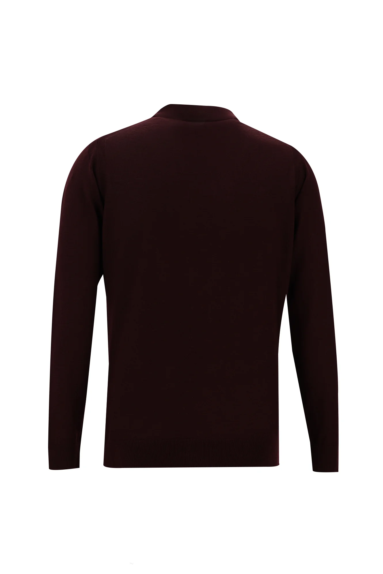 Koyu Bordo Polo Yaka Regular Fit Fermuarlı Yünlü Triko Kazak - Image 2