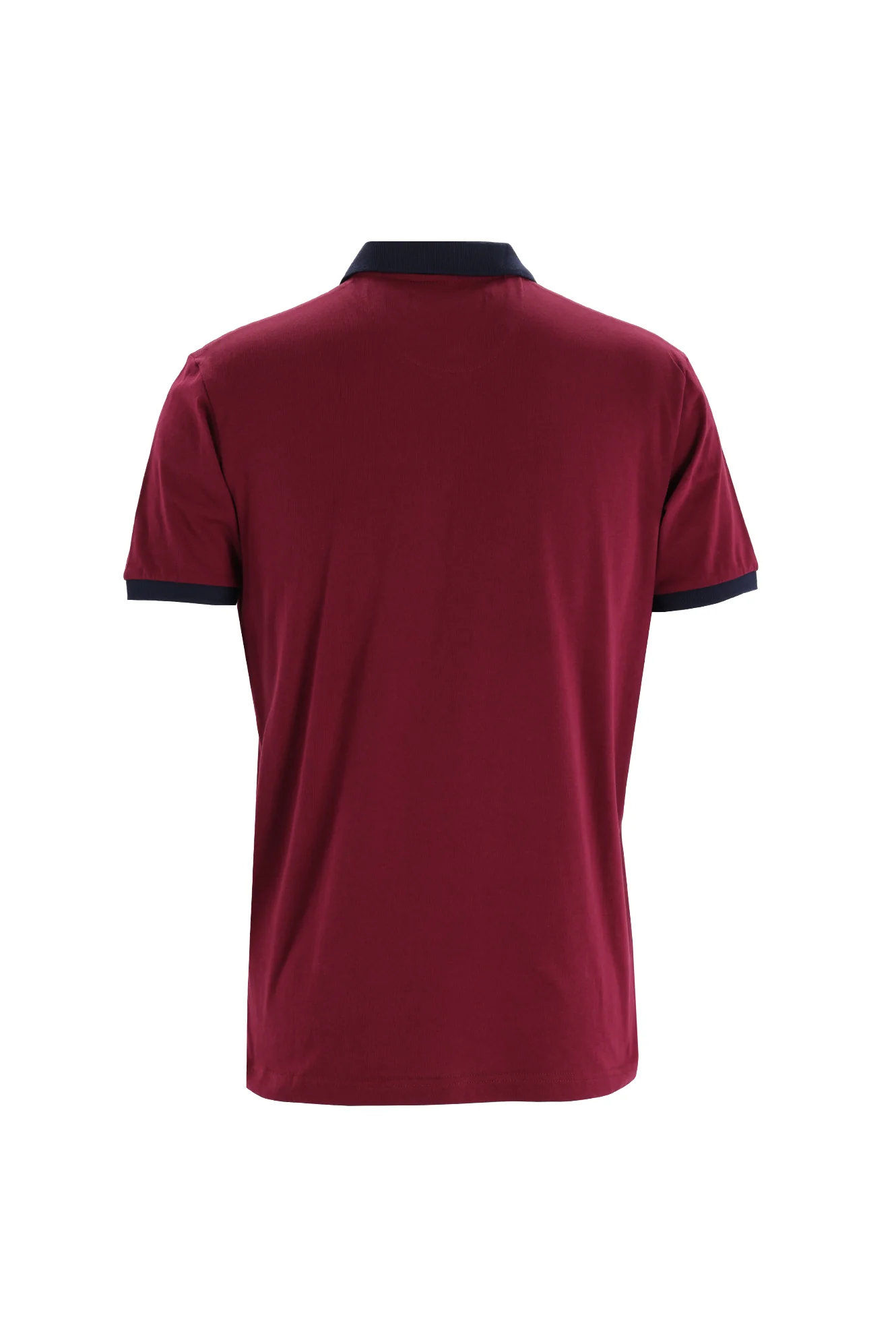 Koyu Bordo Polo Yaka Slim Fit Dar Kesim Desenli Tişört - Image 2