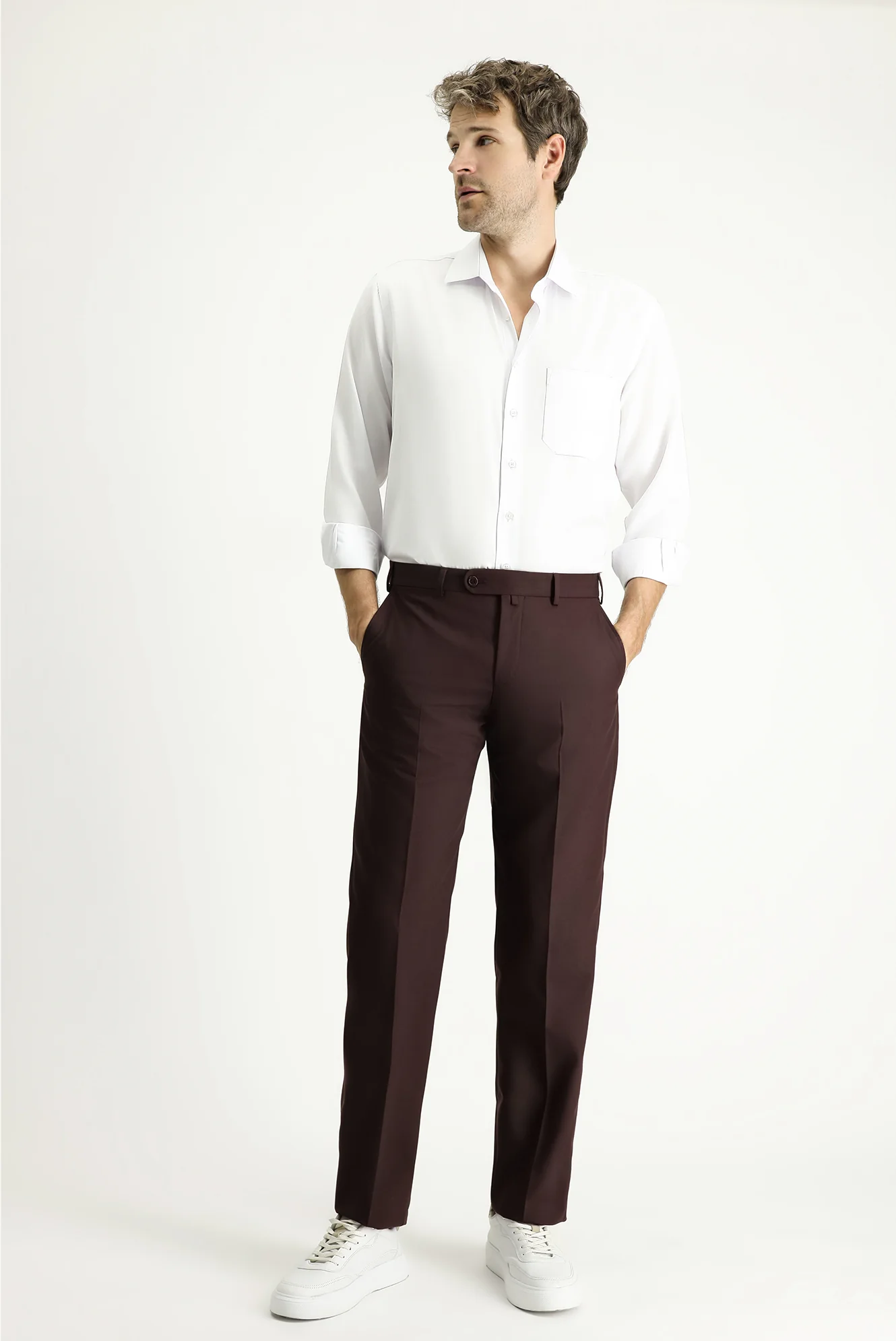 Koyu Bordo 6 Drop Regular Fit Standart Kesim Klasik Kumaş Pantolon - Image 2
