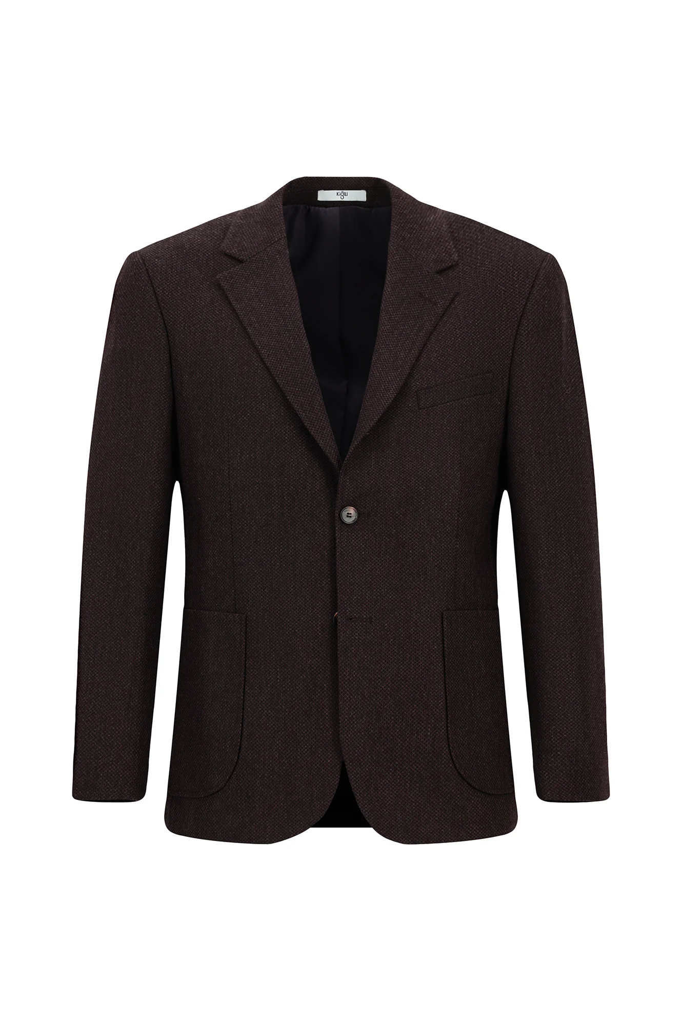 Koyu Bordo 4 Drop Relaxed Fit Rahat Kesim Desenli Yünlü Ceket
