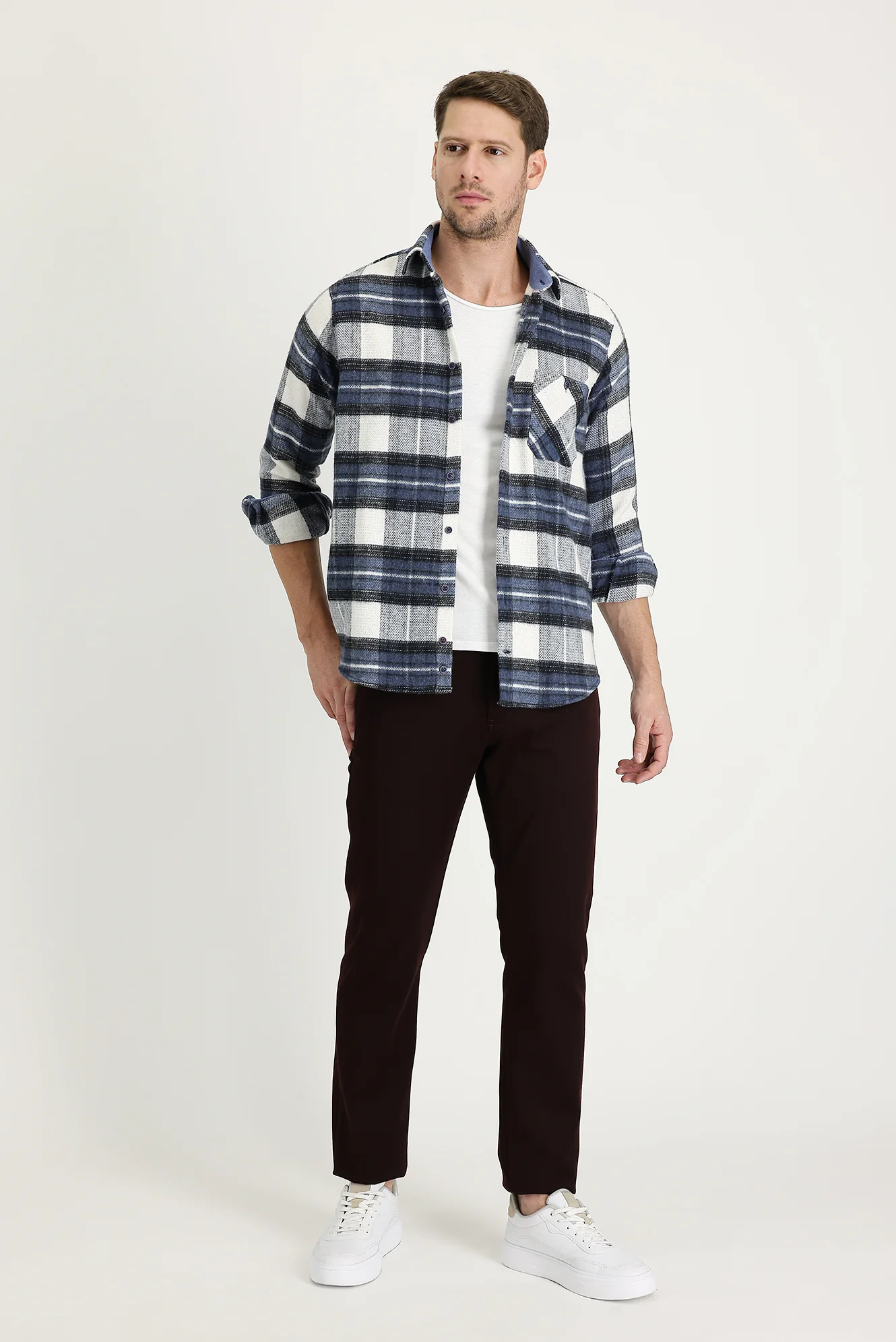 Koyu Bordo Regular Fit Standart Kesim Likralı Kanvas / Chino Pantolon