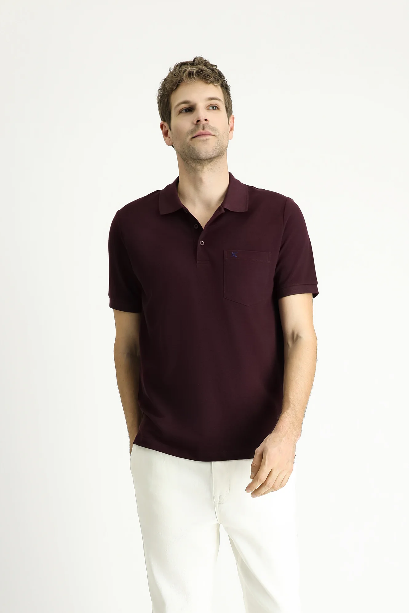 Koyu Bordo Regular Fit Nakışlı Pamuk Polo Yaka Tişört