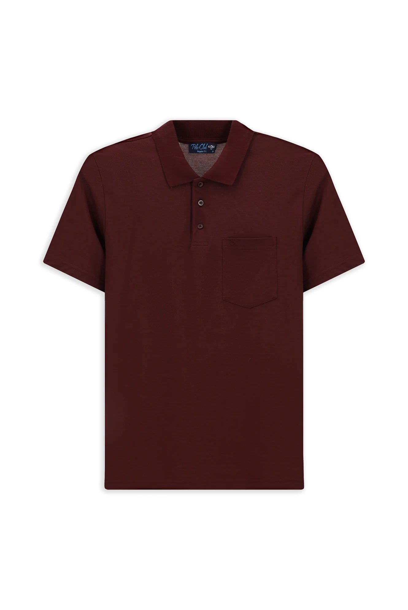 Koyu Bordo Regular Fit Pamuklu Nakışlı Cepli Polo Yaka Tişört - Image 8