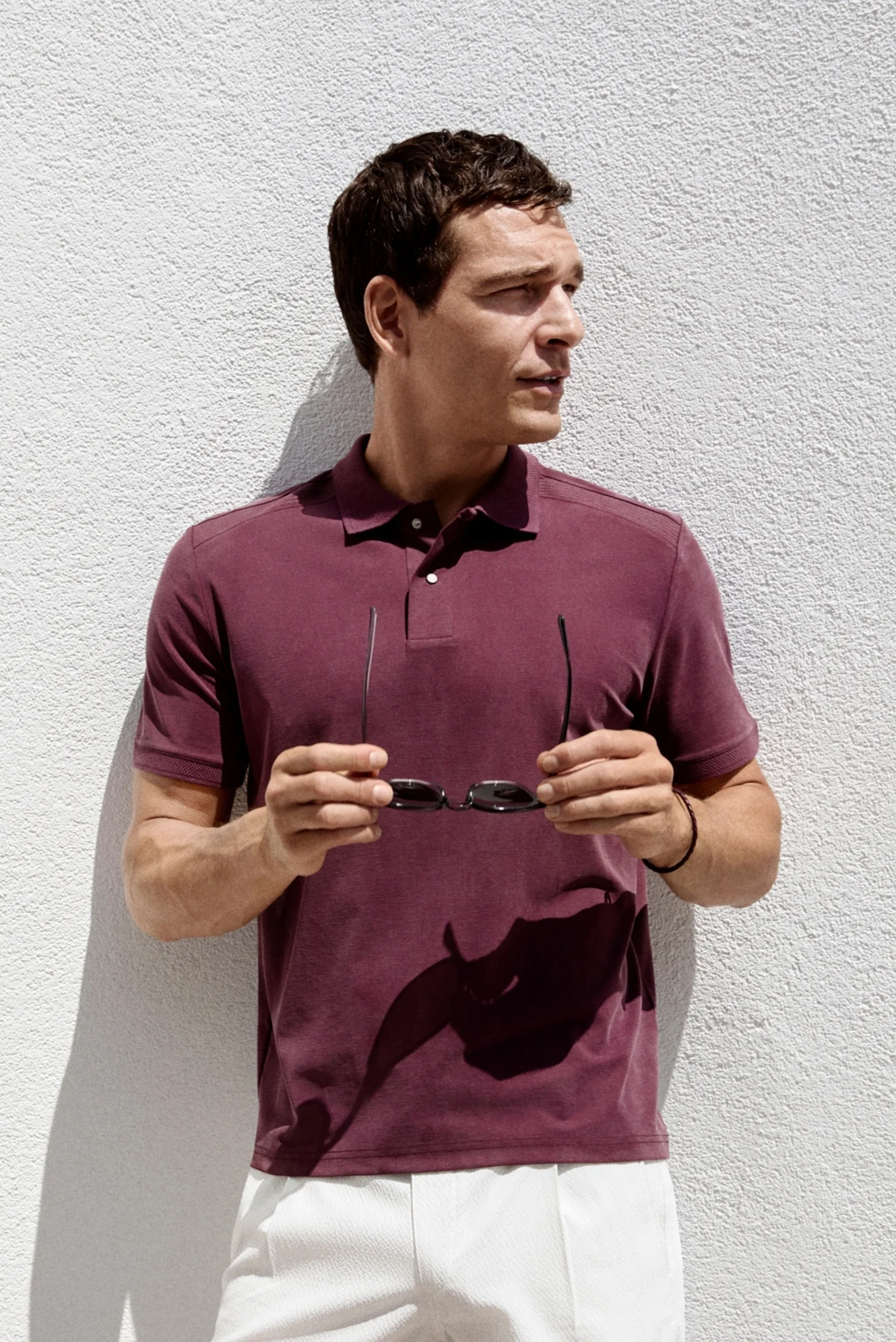 Koyu Bordo Regular Fit Çıtçıtlı Polo Yaka Ribana Detaylı Lyocell Karışımlı Tişört