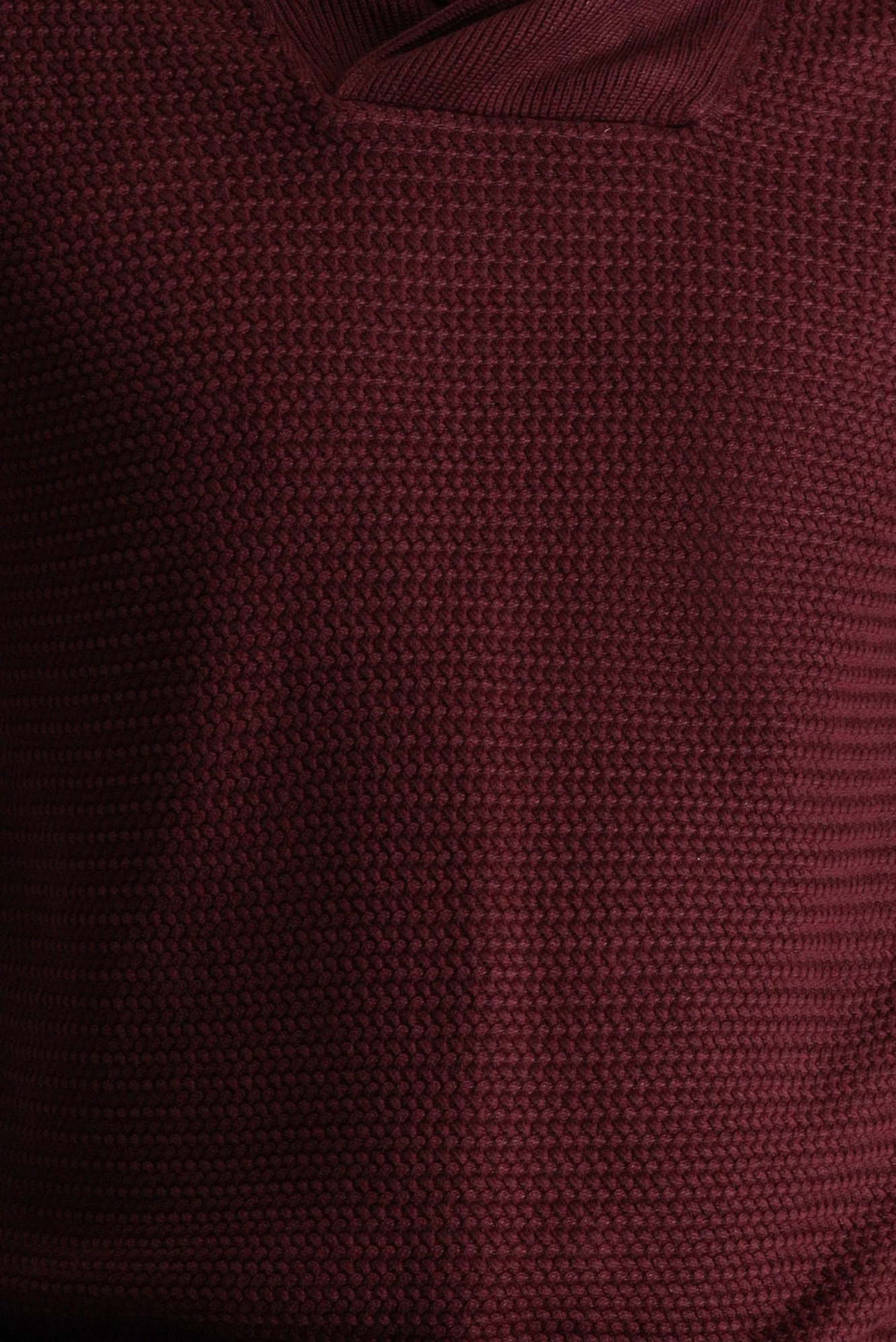 Koyu Bordo Şal Yaka Slim Fit Dar Kesim Desenli Pamuklu Triko Kazak - Image 5