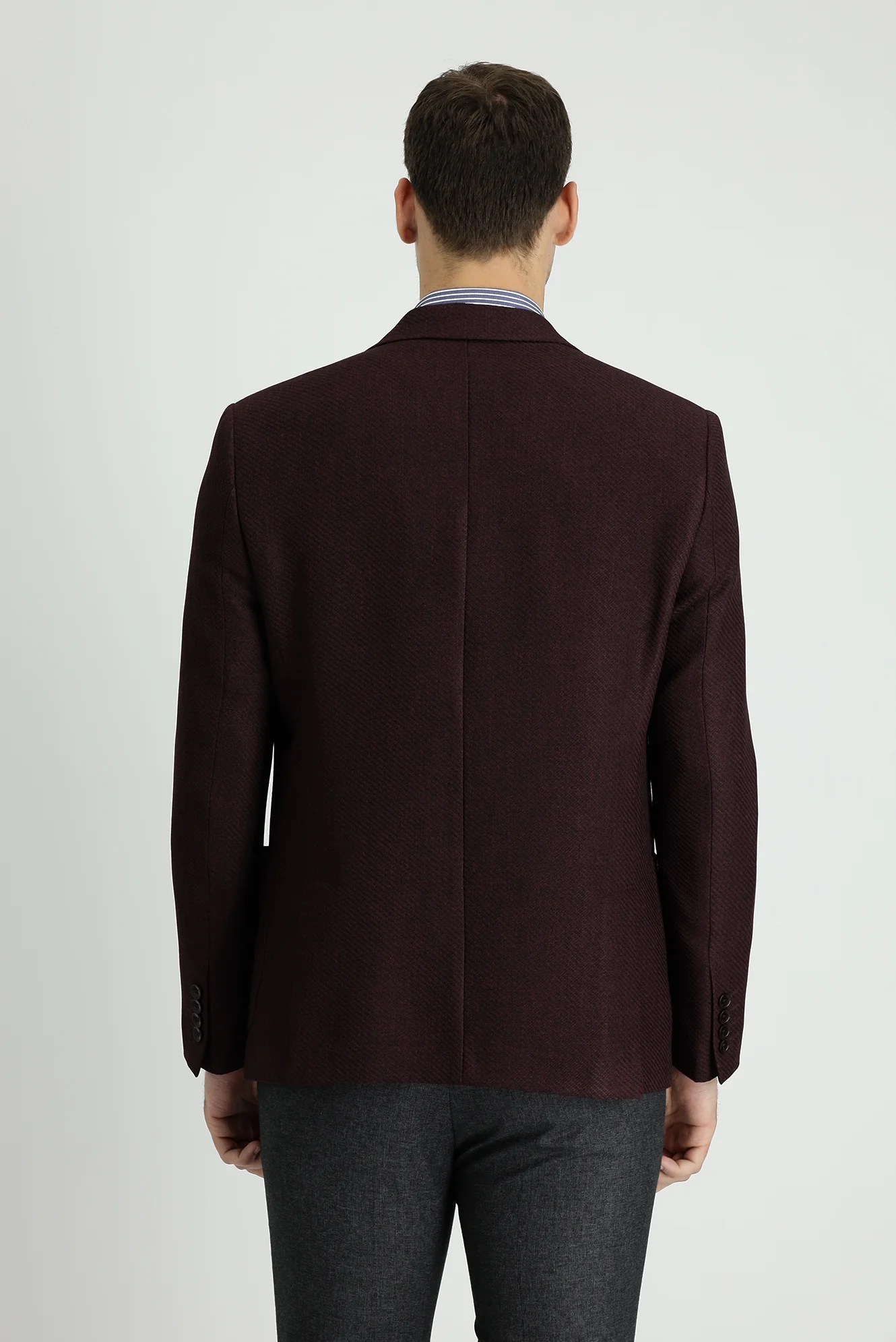 Koyu Bordo 7 Drop Slim Fit Dar Kesim Desenli Spor Ceket - Image 3