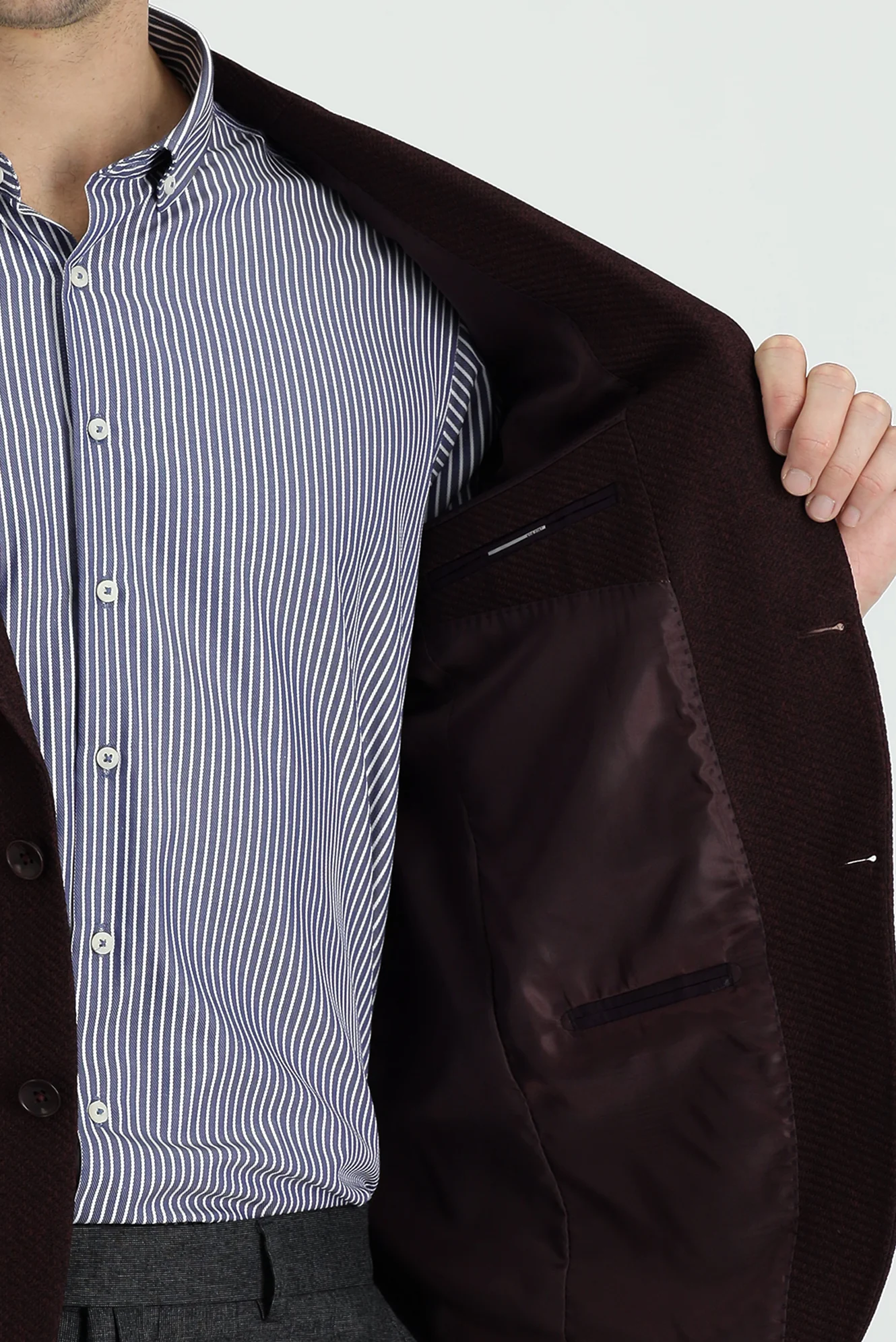 Koyu Bordo 7 Drop Slim Fit Dar Kesim Desenli Spor Ceket - Image 5