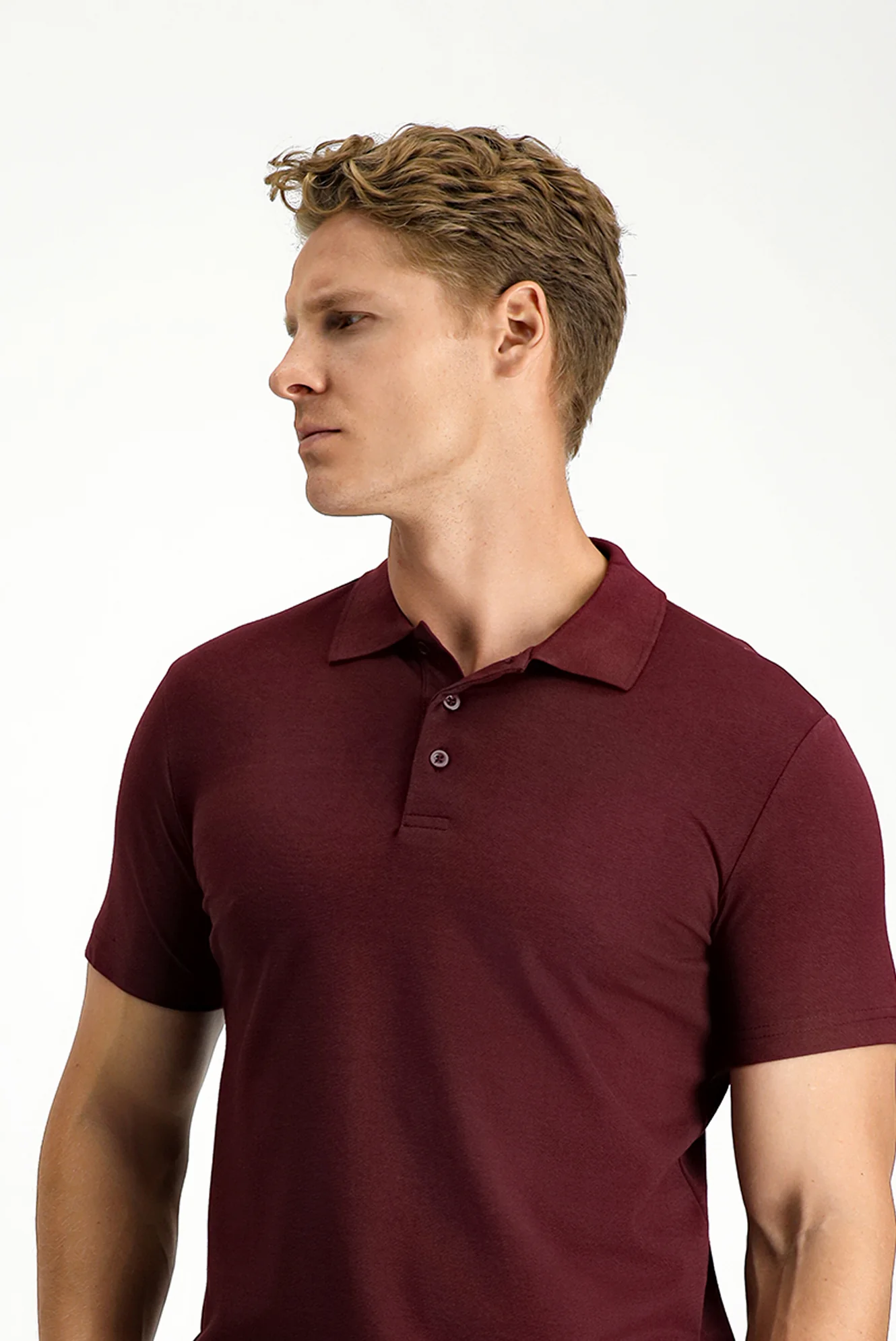 Koyu Bordo Slim Fit Dar Kesim Nakışlı Pamuklu Polo Yaka Tişört - Image 3