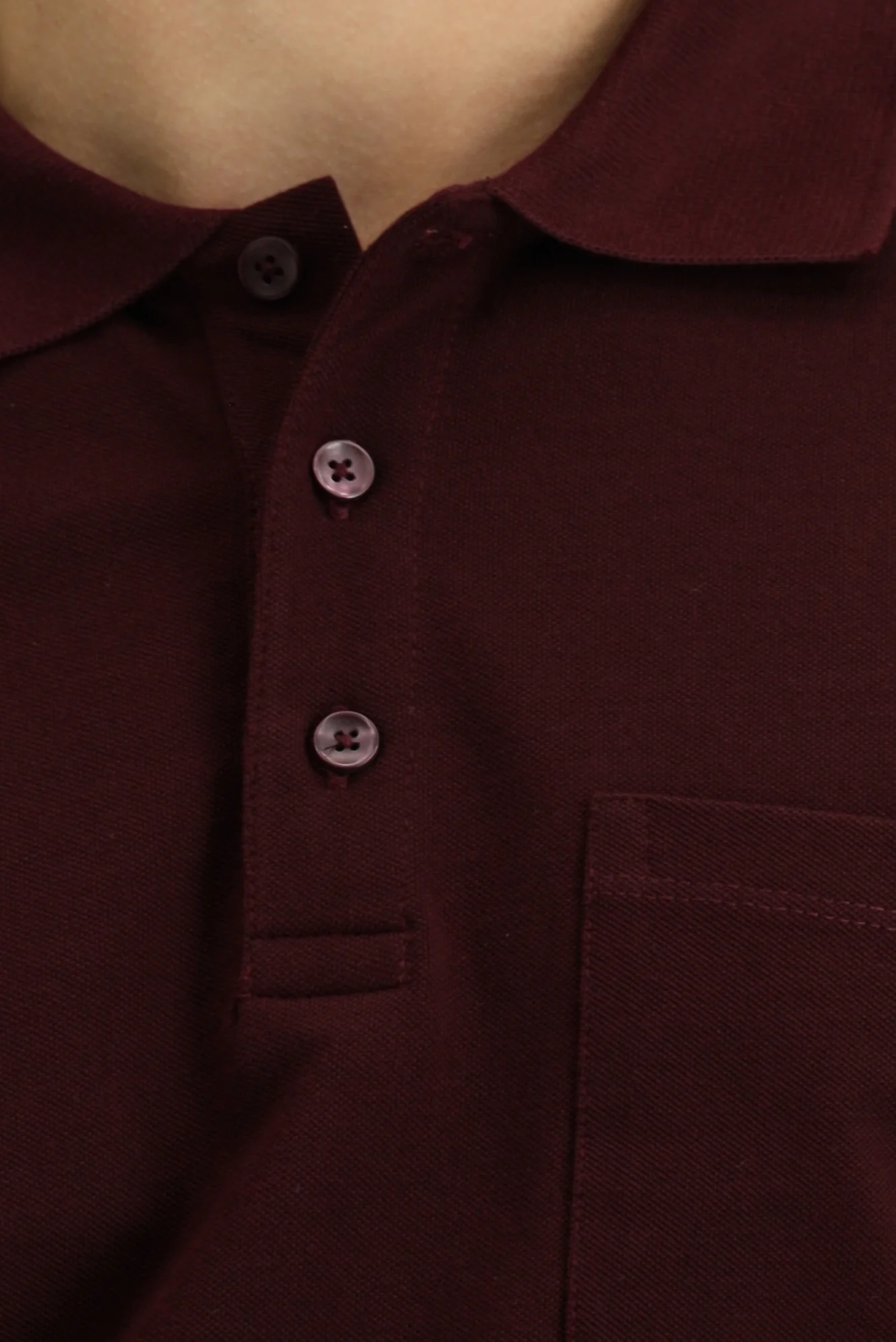 Koyu Bordo Slim Fit Dar Kesim Pamuk Cepli Polo Yaka Tişört - Image 5