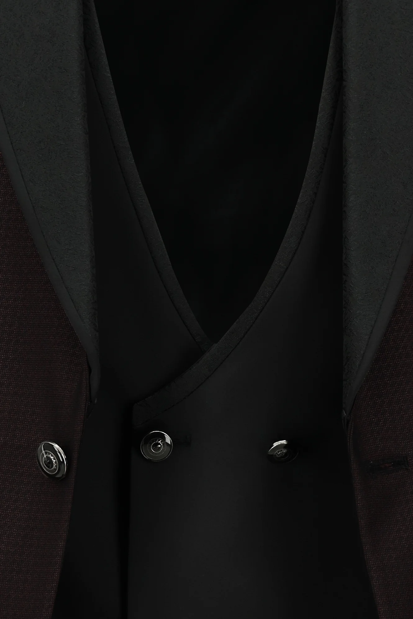 Koyu Bordo 7 Drop Slim Fit Dar Kesim Şal Yaka Yelekli Smokin & Damatlık - Image 6