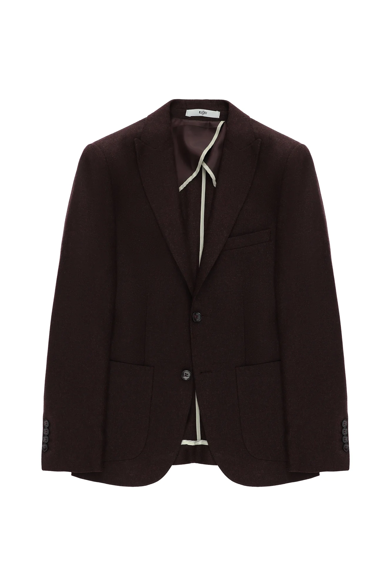 Koyu Bordo 7 Drop Slim Fit Dar Kesim Yünlü Klasik Desenli Ceket