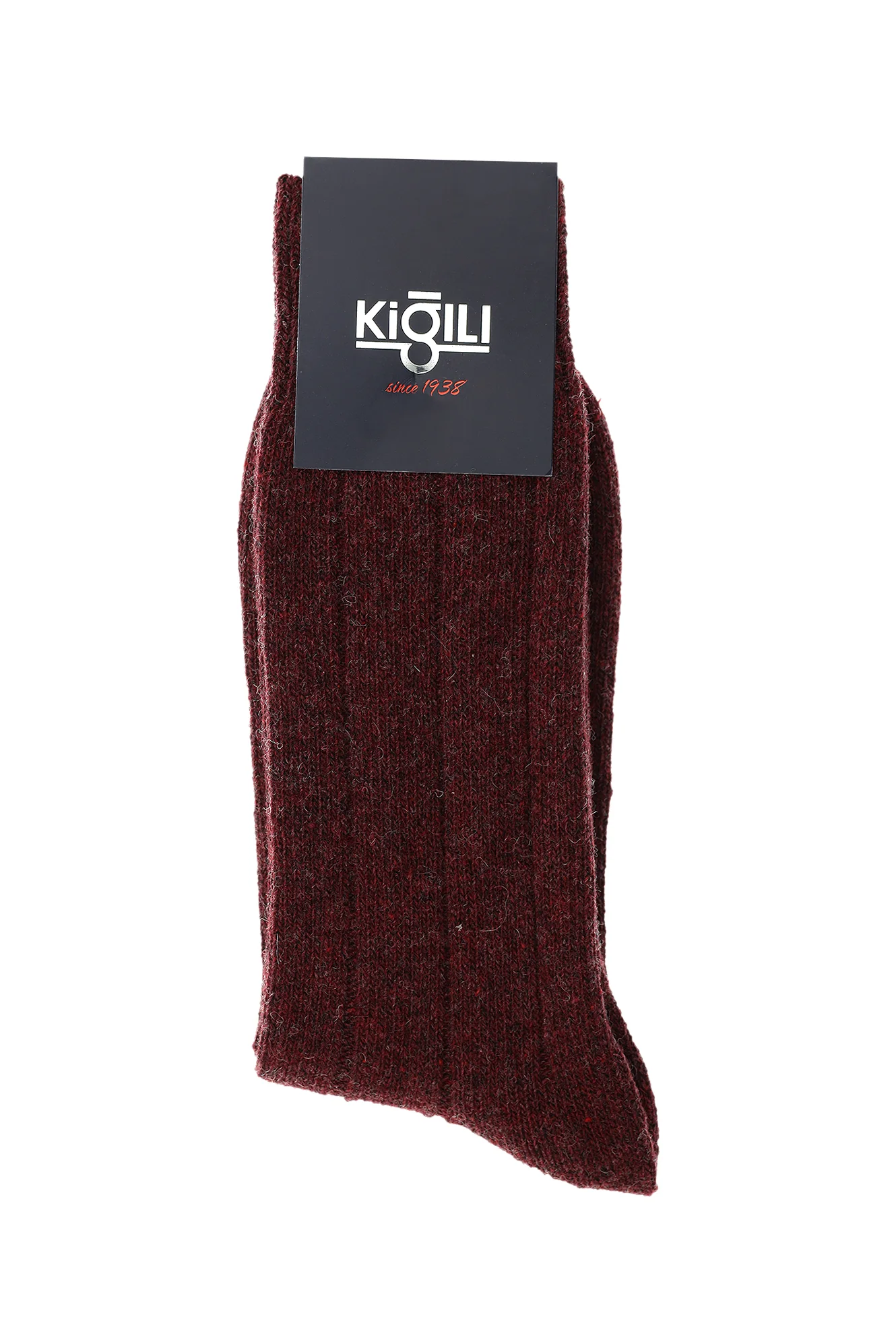 Koyu Bordo Tekli Yünlü Termal Çorap