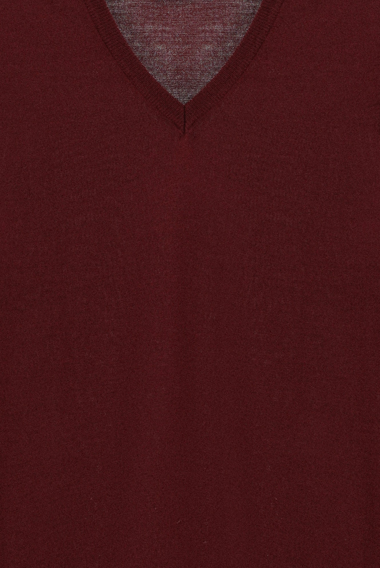 Koyu Bordo V Yaka Yünlü Triko Süveter - Image 3