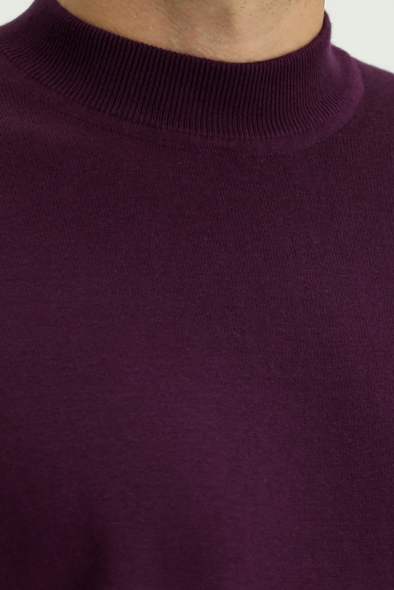 Koyu Bordo Yarım Balıkçı Yaka Regular Fit Pamuklu Kaşmirli Triko Kazak - Image 5