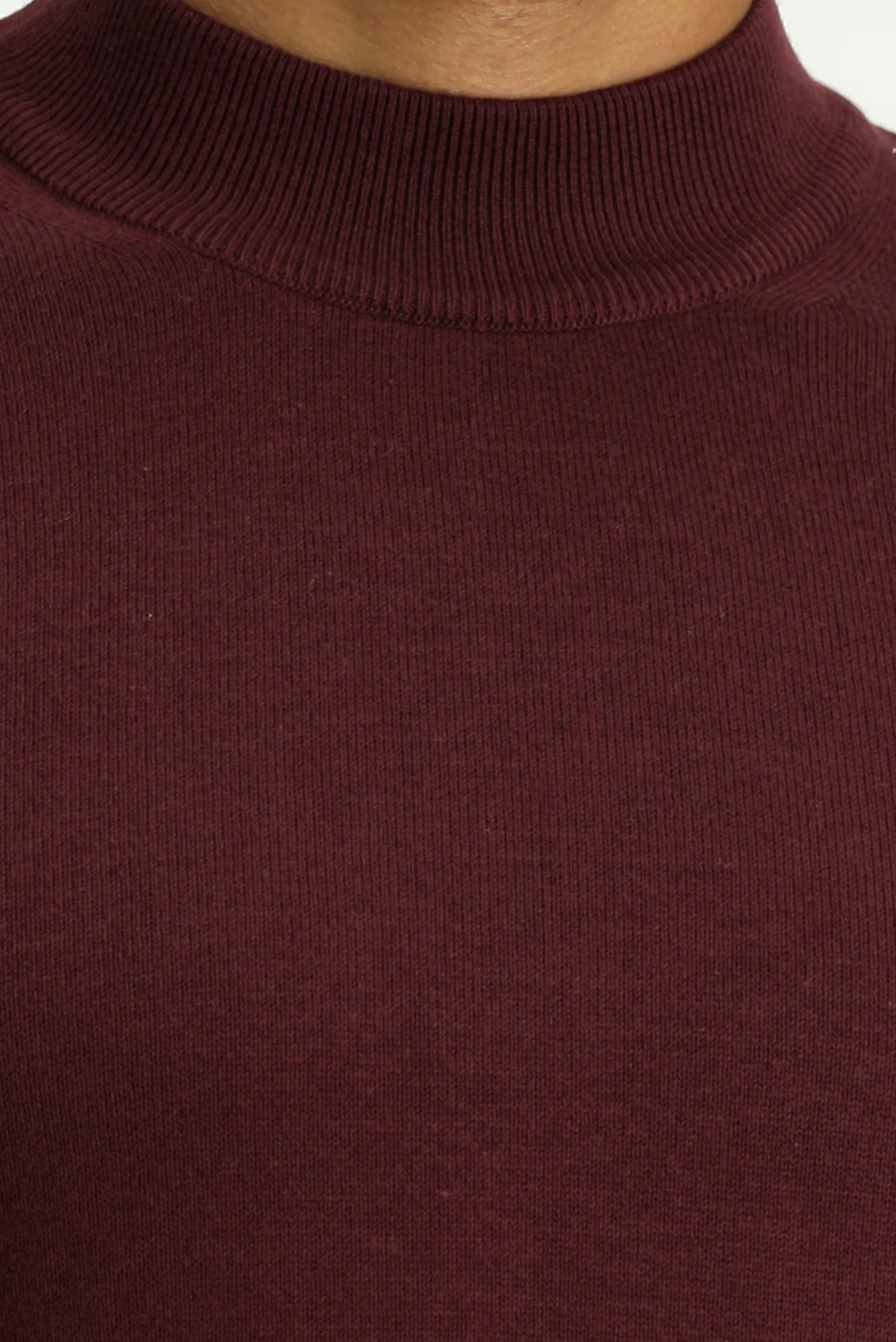Koyu Bordo Yarım Balıkçı Yaka Regular Fit Pamuklu Triko Kazak - Image 5