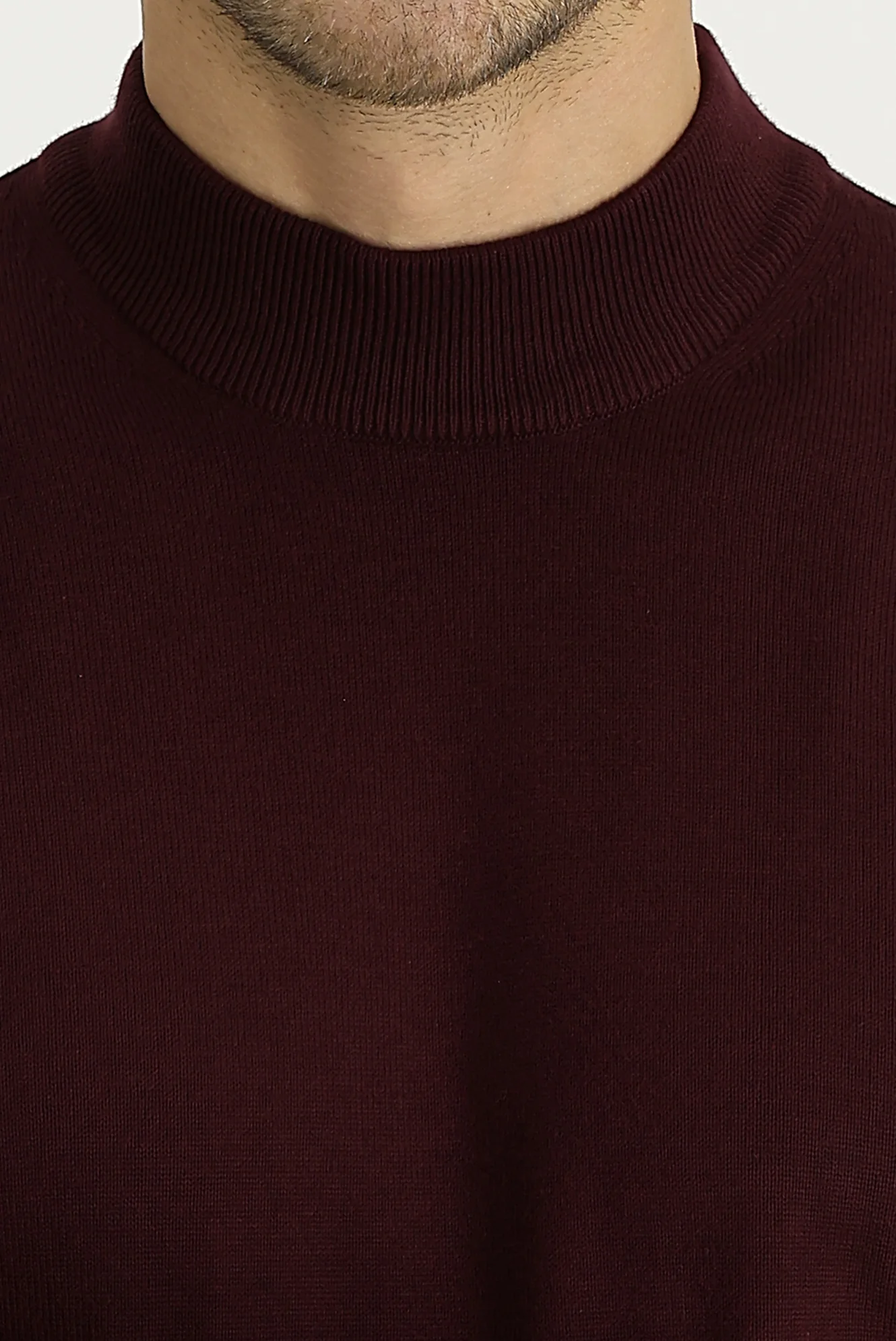 Koyu Bordo Yarım Balıkçı Yaka Regular Fit Triko Kazak - Image 3