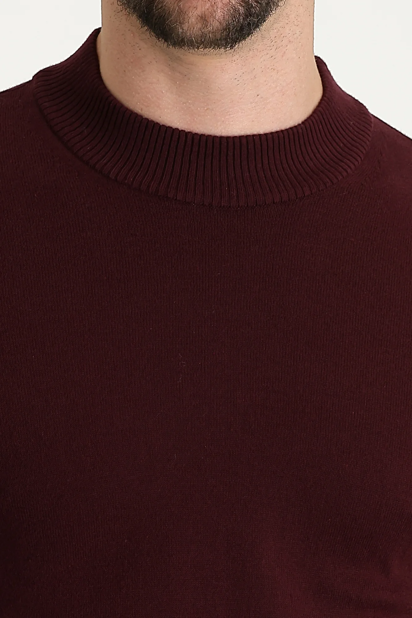 Koyu Bordo Yarım Balıkçı Yaka Regular Fit Triko Kazak - Image 4