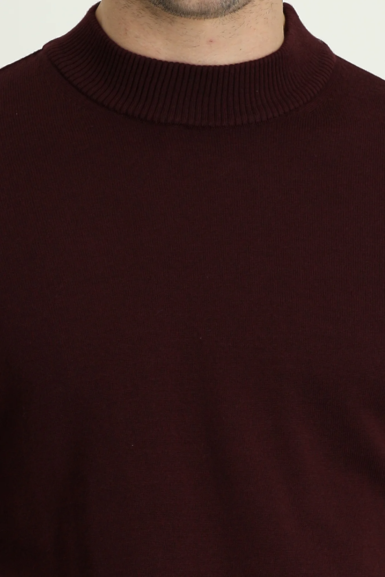 Koyu Bordo Yarım Balıkçı Yaka Regular Fit Triko Kazak - Image 4