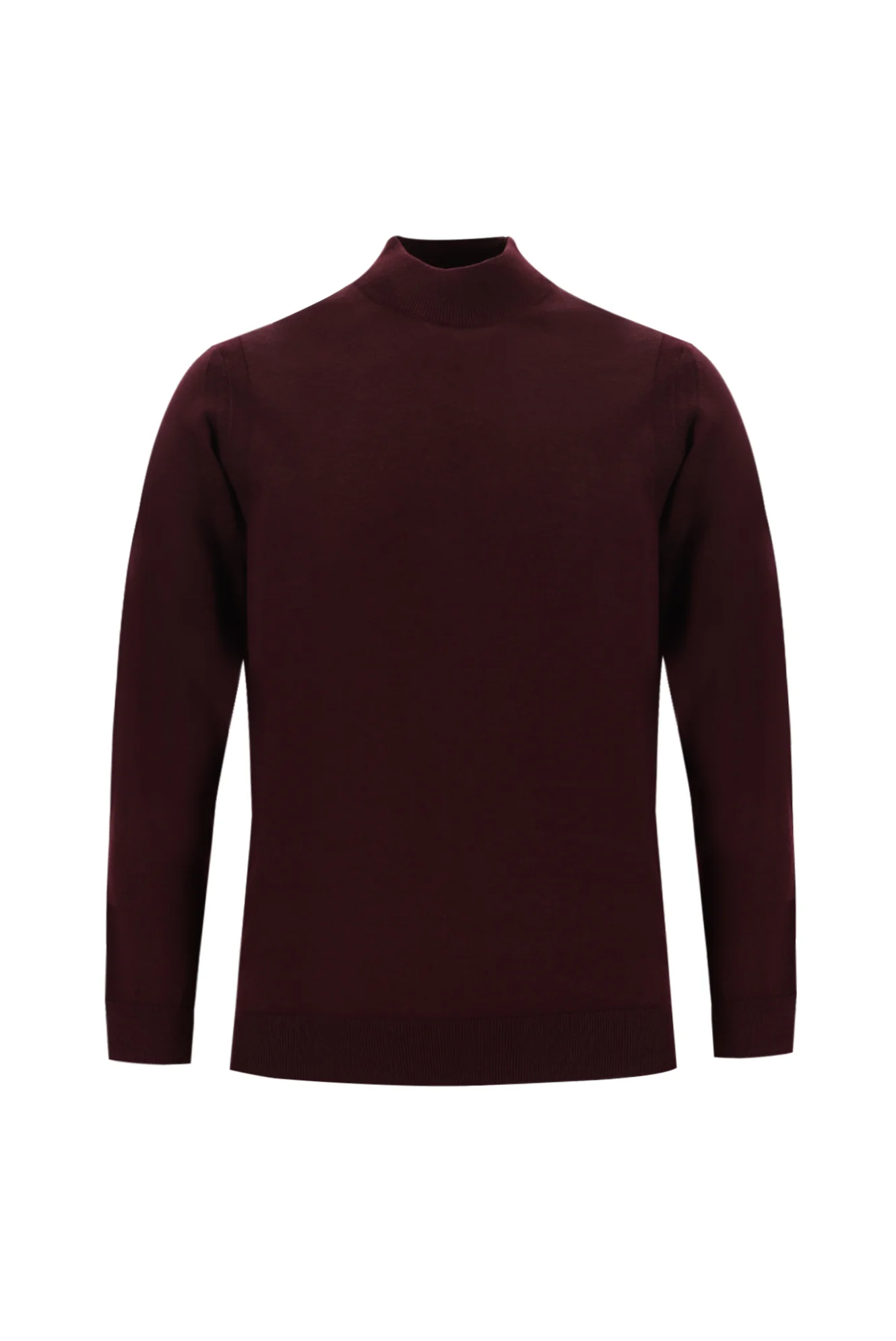 Koyu Bordo Yarım Balıkçı Yaka Regular Fit Triko Kazak