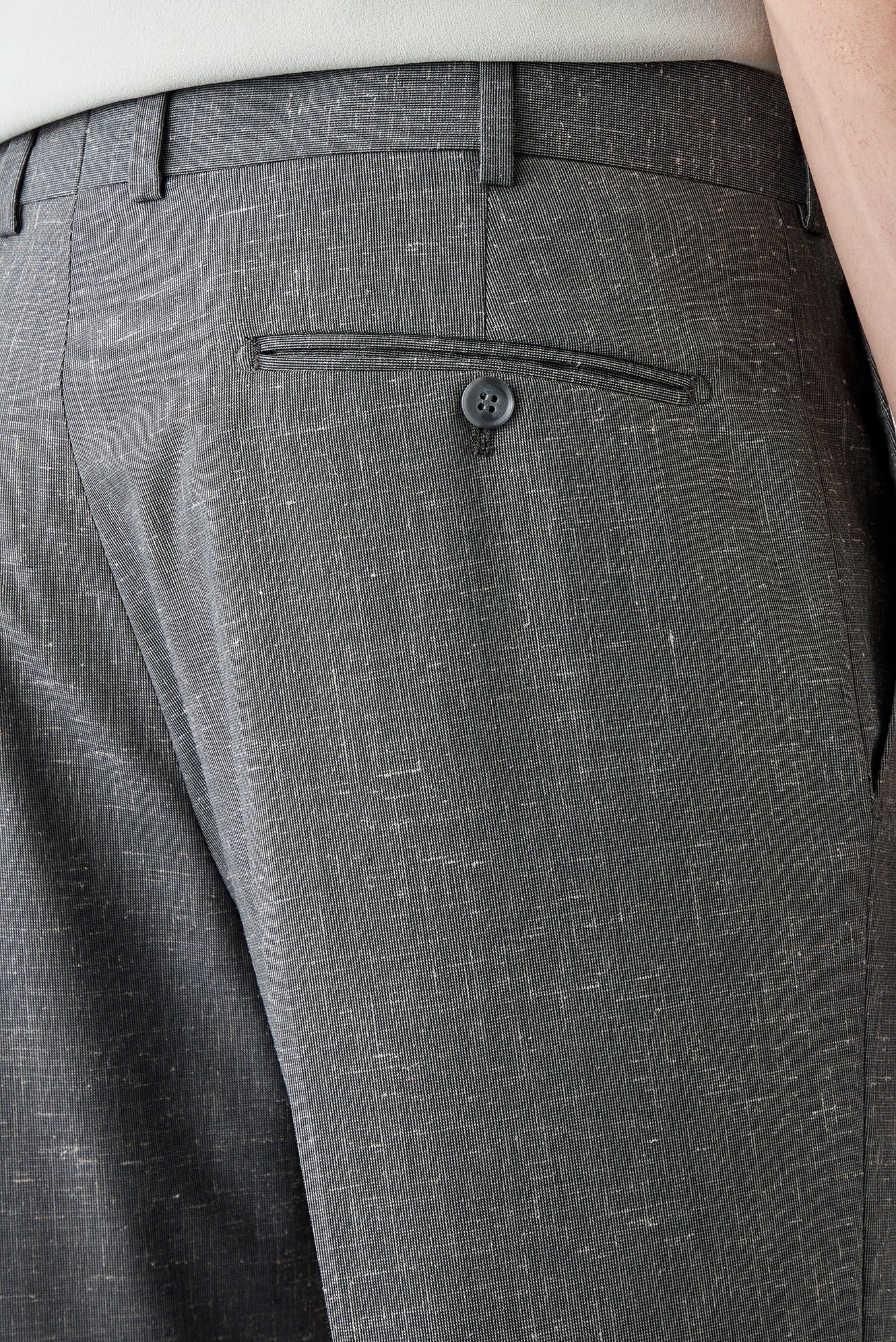 Koyu Füme 4 Drop Relaxed Fit Rahat Kesim Keten Karışımlı Klasik Kumaş Pantolon - Image 4