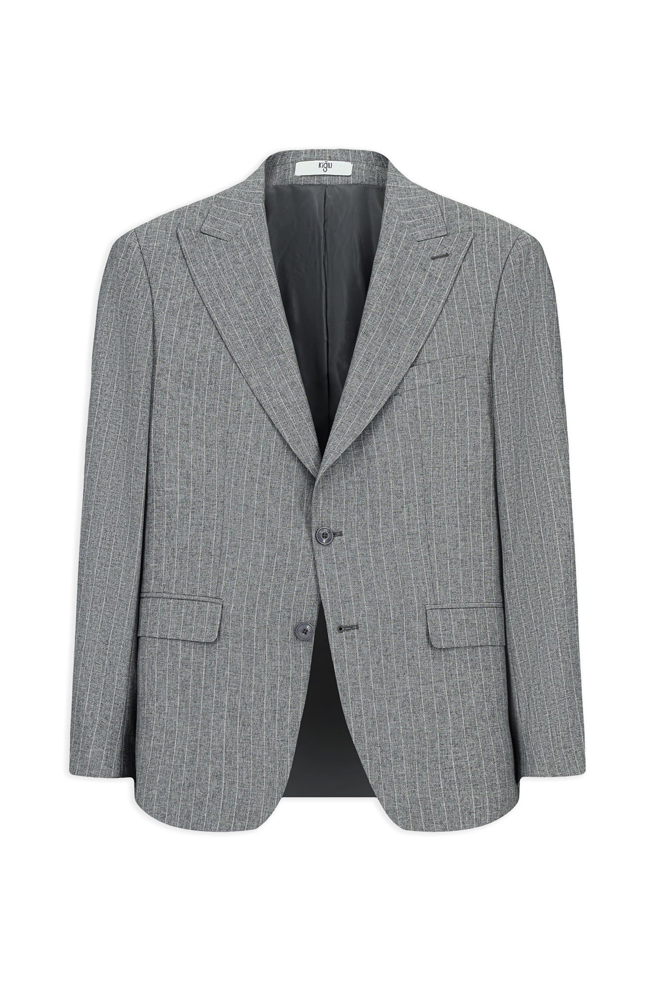Koyu Füme 6 Drop Regular Fit Standart Kesim Sivri Yaka Çizgili Takım Elbise - Image 2