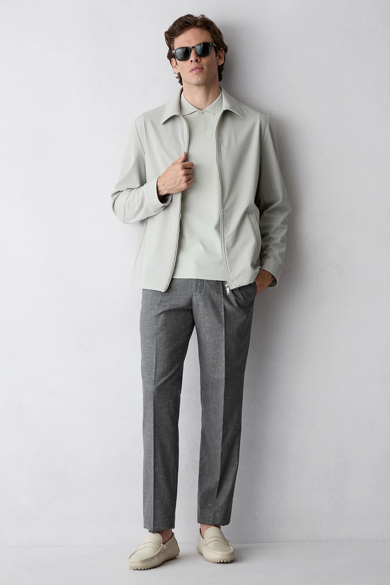 Koyu Füme 7 Drop Slim Fit Dar Kesim Keten Karışımlı Klasik Kumaş Pantolon - Image 6