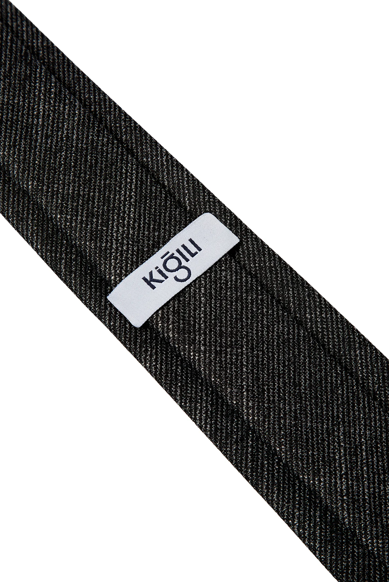 Koyu Füme Desenli Keten Görünümlü Kravat - Image 4